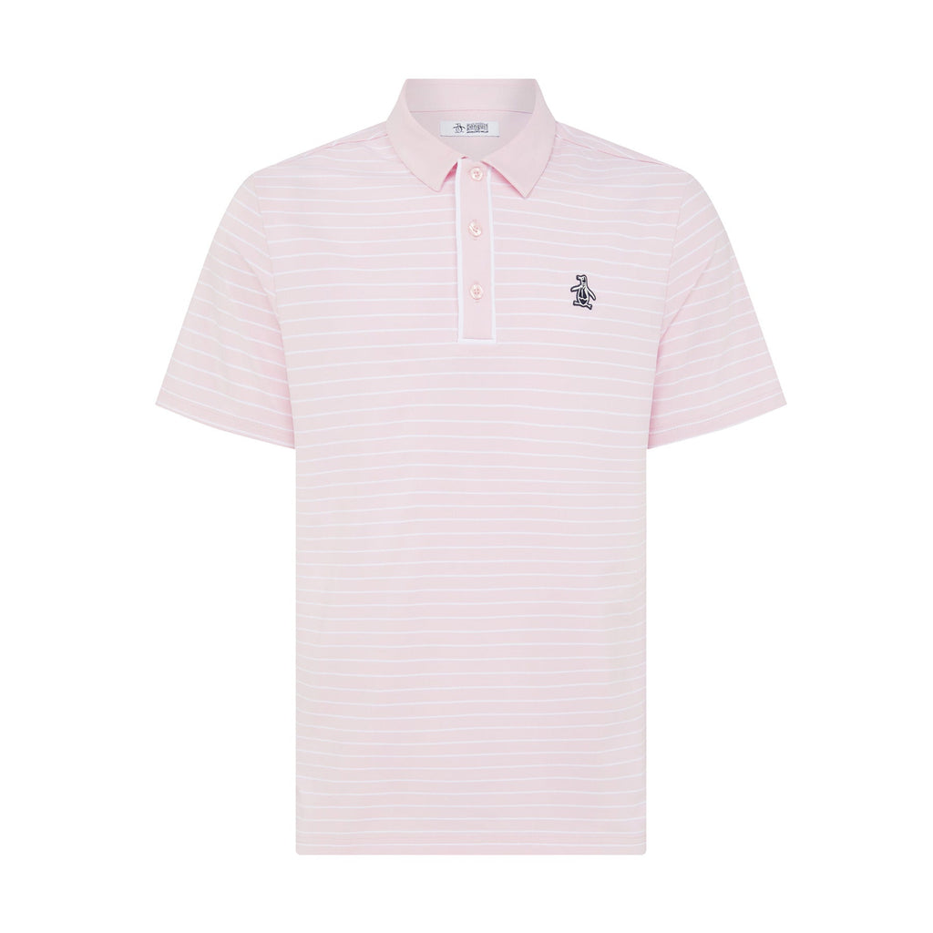 Original Penguin The Heritage Stripe Golf Polo Shirt In Charm Pink(The Heritage Stripe Golf Polo Shirt Pink Ogksf043gg 689)