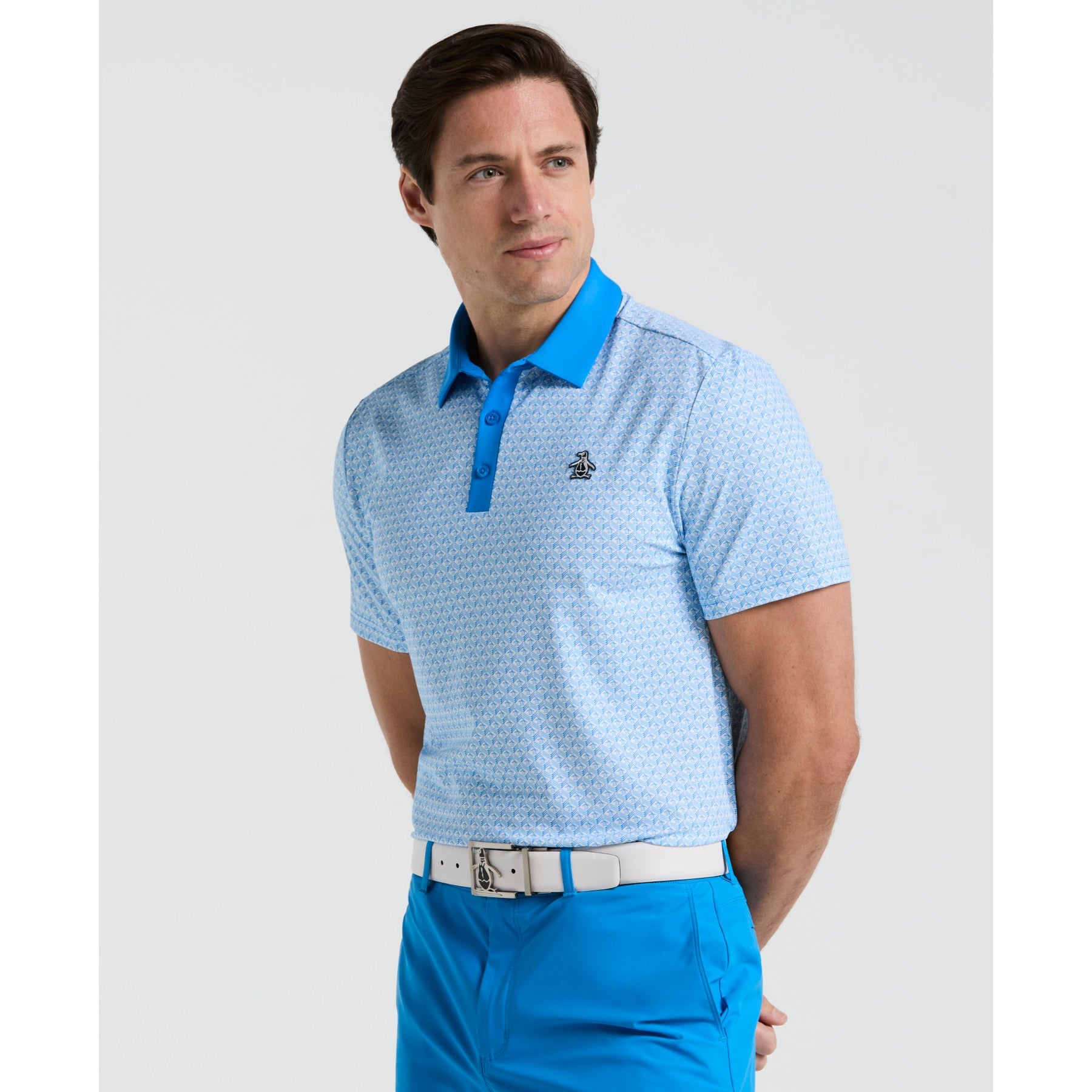 Original Penguin Pete's Tee Time Golf Polo In French Blue(Petes Tee Time Golf Polo Shirt Blue Ogksf045gg 478)
