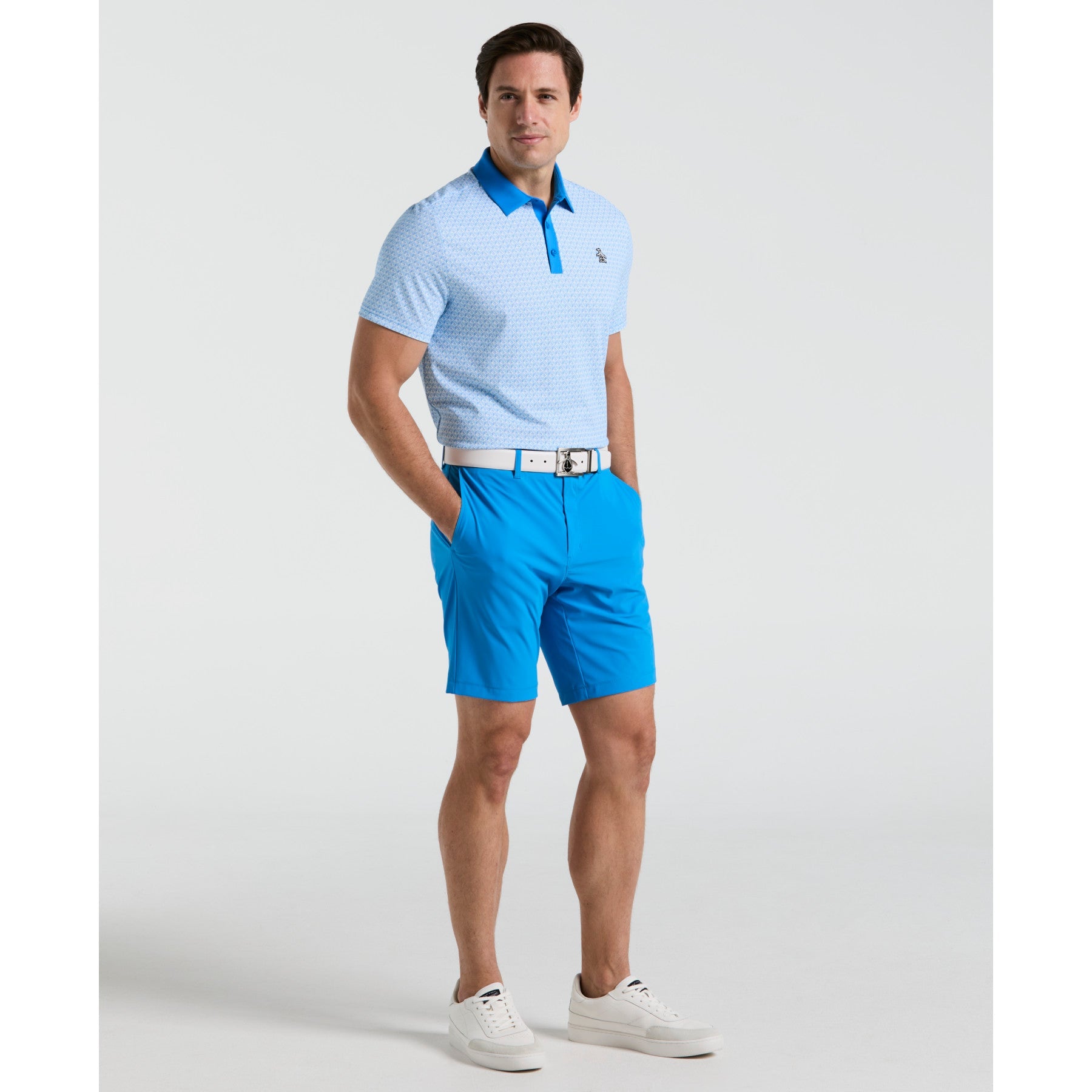 Original Penguin Pete's Tee Time Golf Polo In French Blue(Petes Tee Time Golf Polo Shirt Blue Ogksf045gg 478)