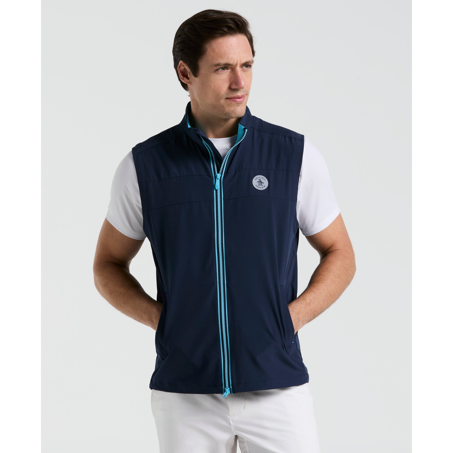 Original Penguin Heritage Lightweight Packable Golf Gilet In Black Iris(Heritage Lightweight Packable Golf Gilet Blue Ogvsf010gg 417)