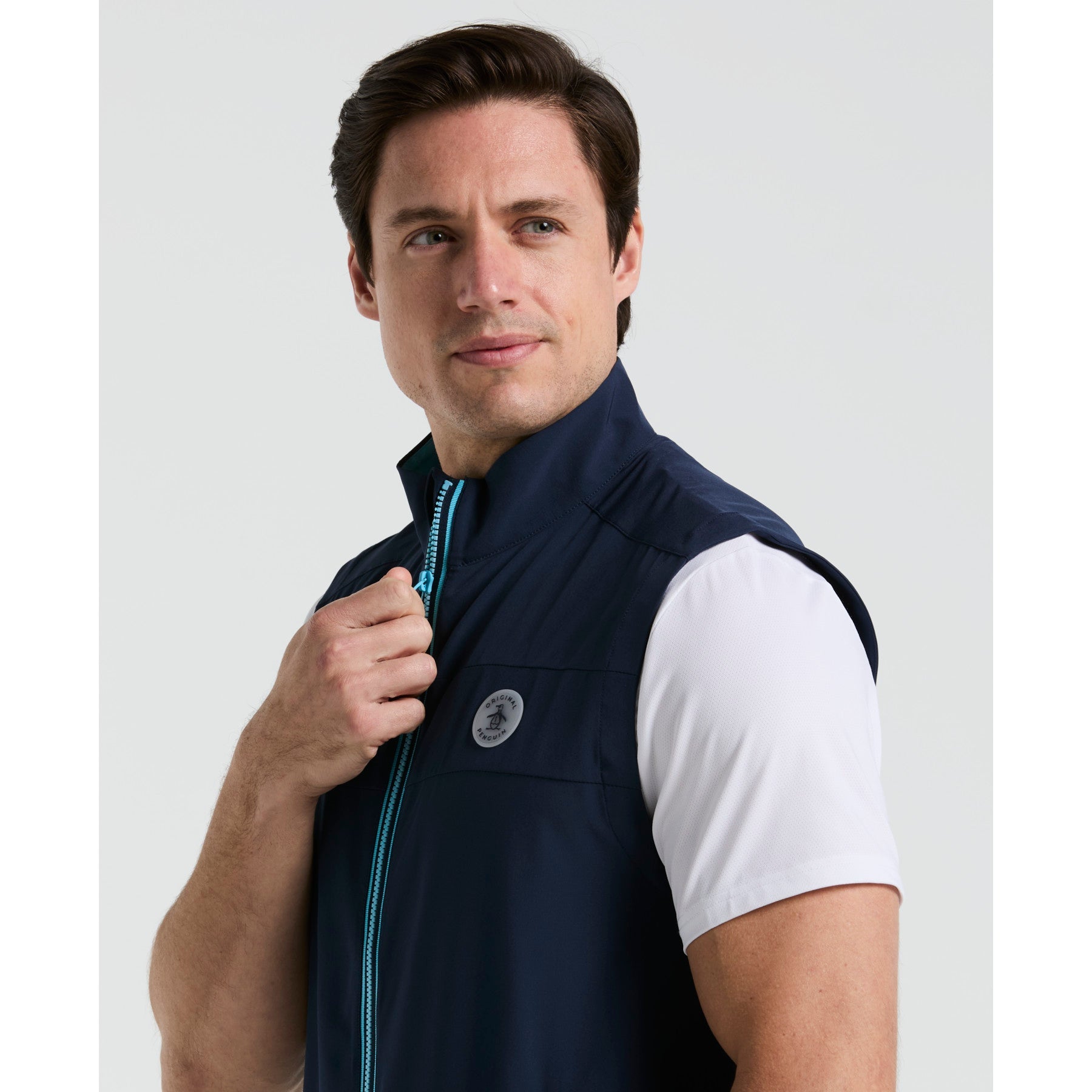 Original Penguin Heritage Lightweight Packable Golf Gilet In Black Iris(Heritage Lightweight Packable Golf Gilet Blue Ogvsf010gg 417)