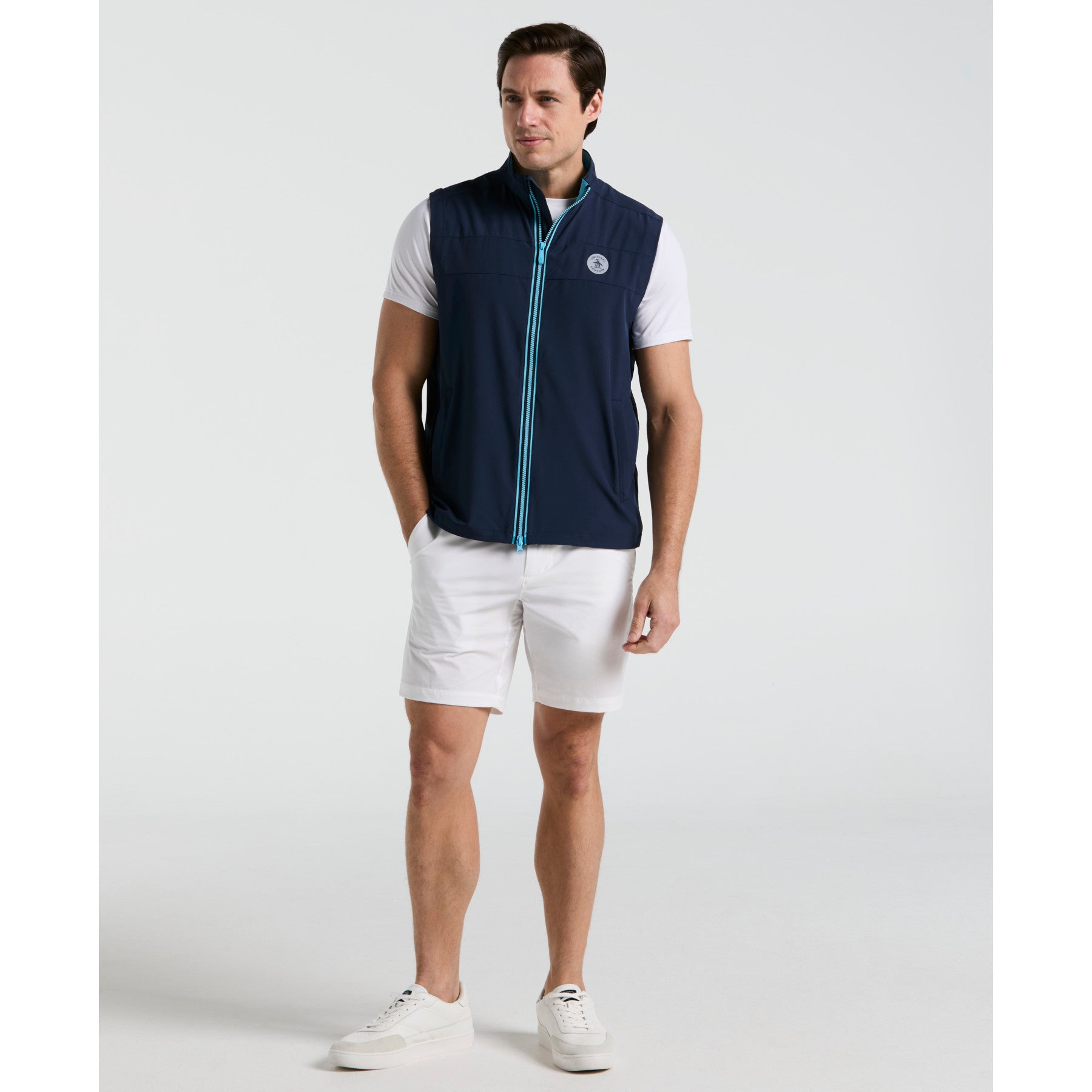 Original Penguin Heritage Lightweight Packable Golf Gilet In Black Iris(Heritage Lightweight Packable Golf Gilet Blue Ogvsf010gg 417)