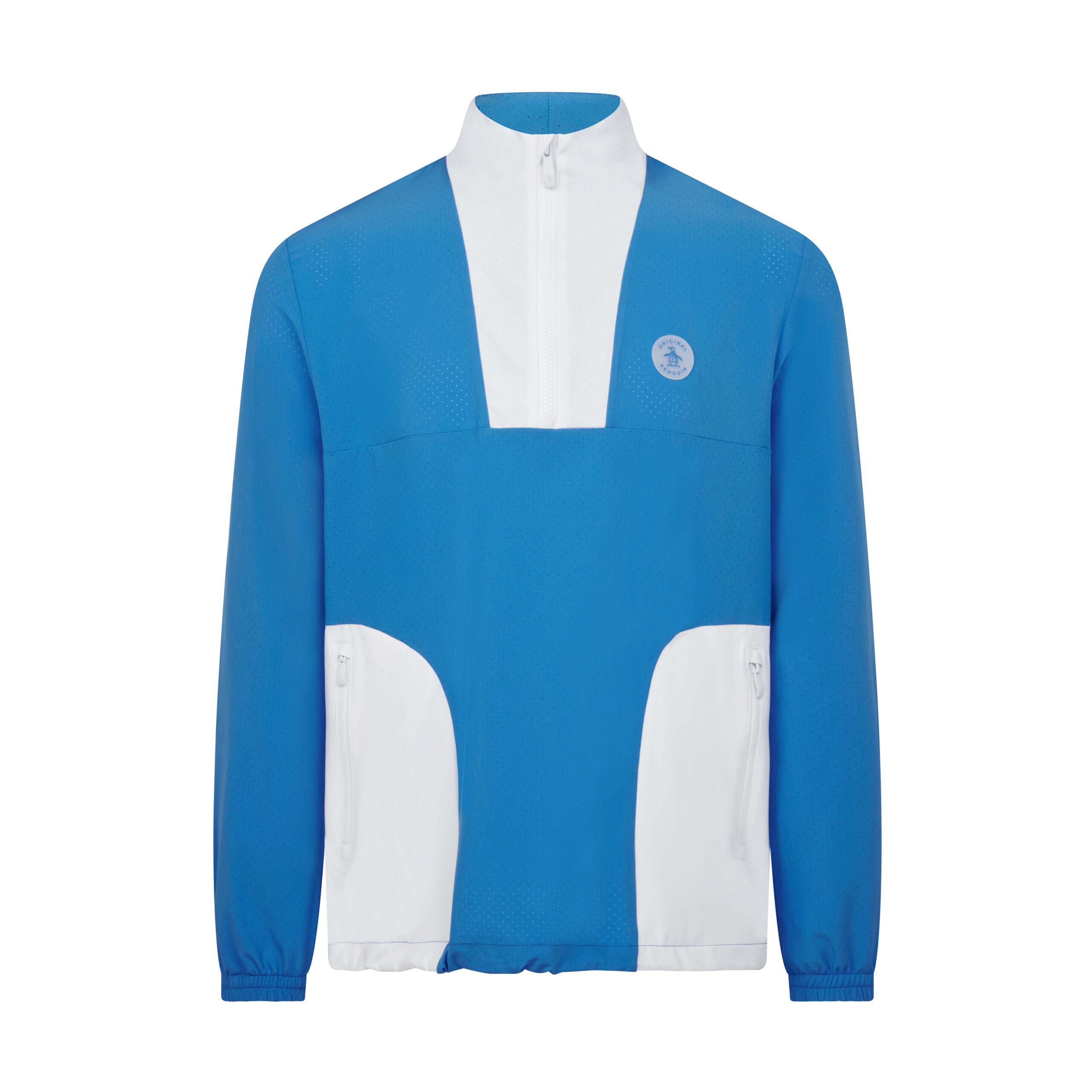 Original Penguin Lightweight 1/4 Zip Colour Block Golf Pullover In French Blue(14 Zip Lightweight Color Block Layering Golf Shirt Blue Ogwsf009gg 478)