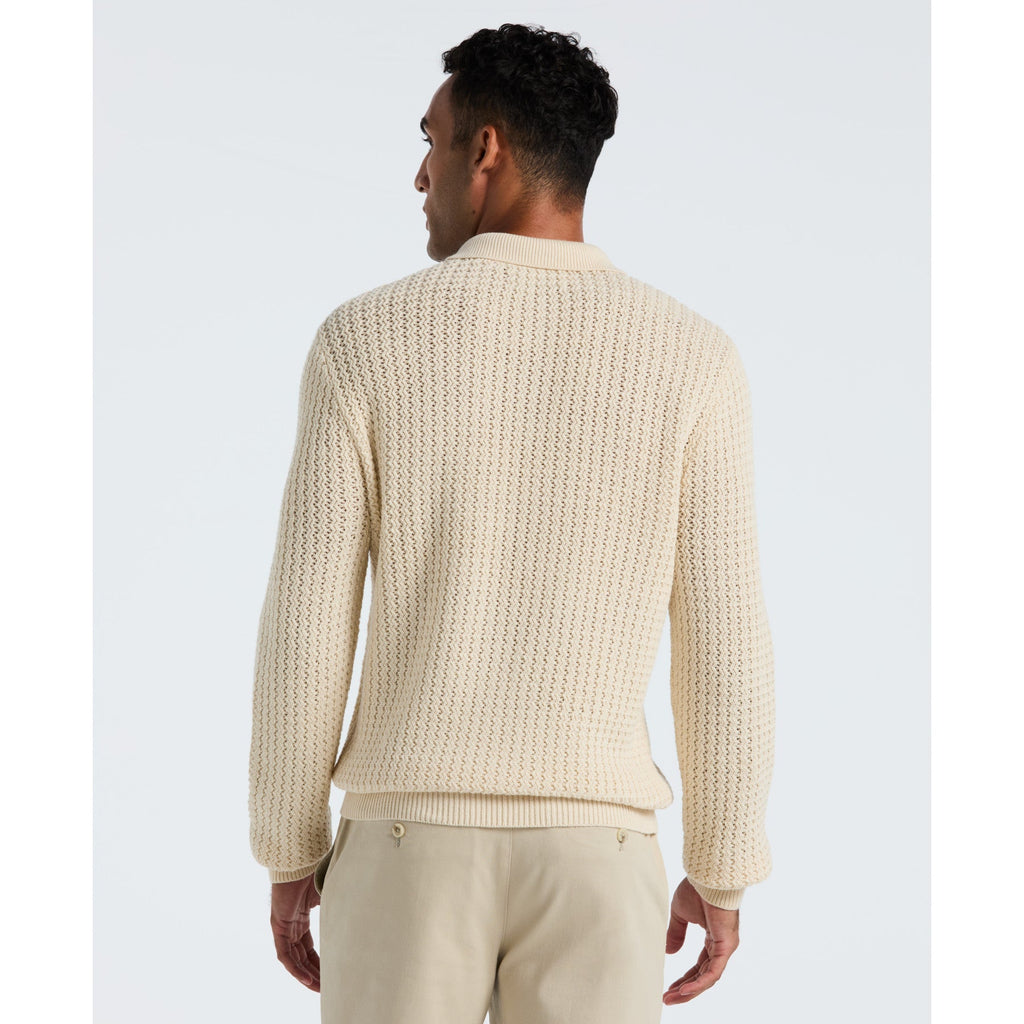 Original Penguin Zigzag Stitch Long Sleeve Sweater Polo In Birch(Zigzag Stitch Long Sleeve Sweater Polo Beige Opgf2502gp 252)