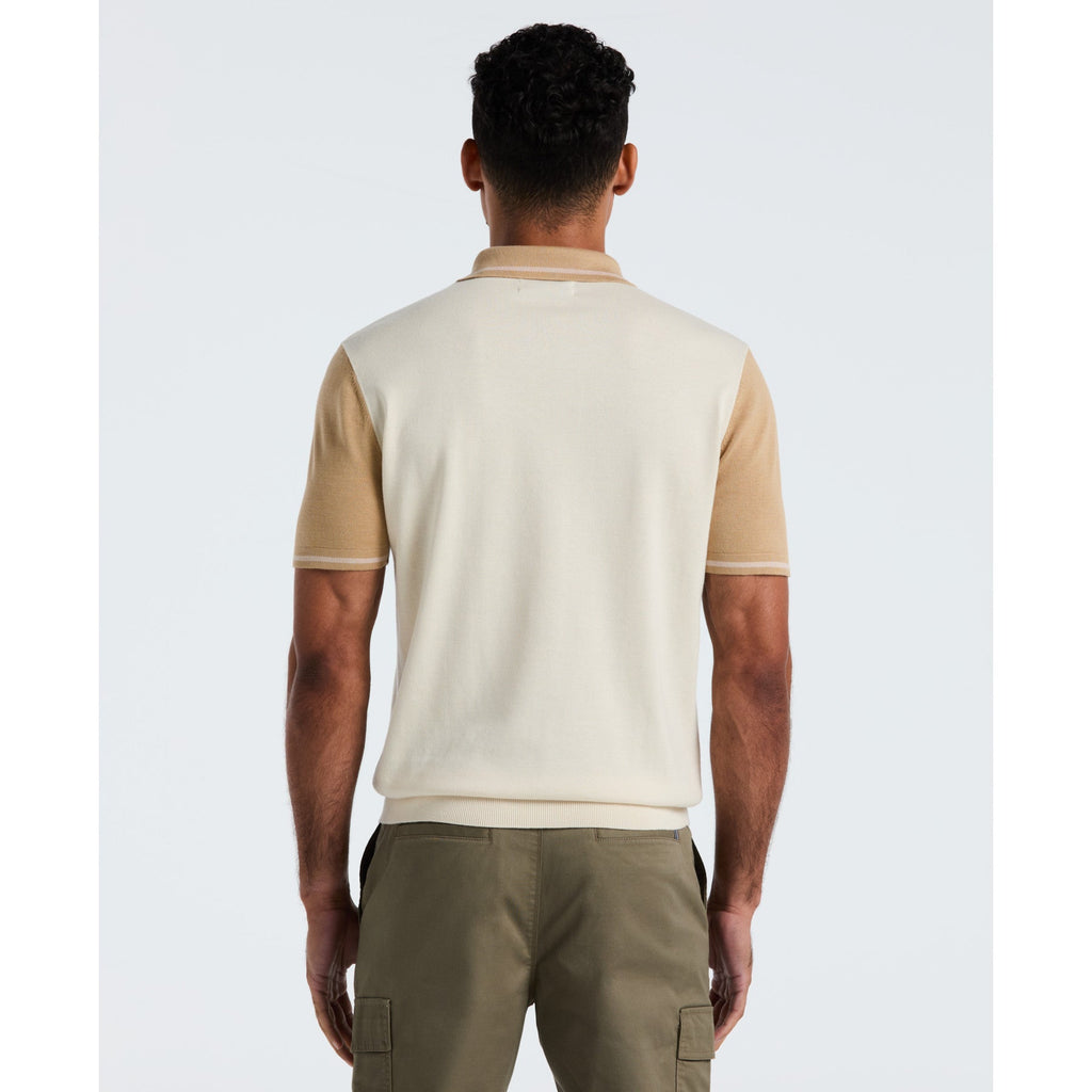 Original Penguin Colourblock Sweater Polo In Birch(Colourblock Sweater Polo Beige Opgf2503gp 252)