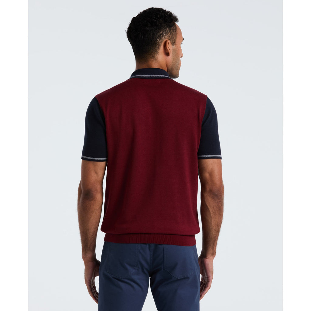 Original Penguin Colourblock Sweater Polo In Cabernet(Colourblock Sweater Polo Red Opgf2503gp 605)