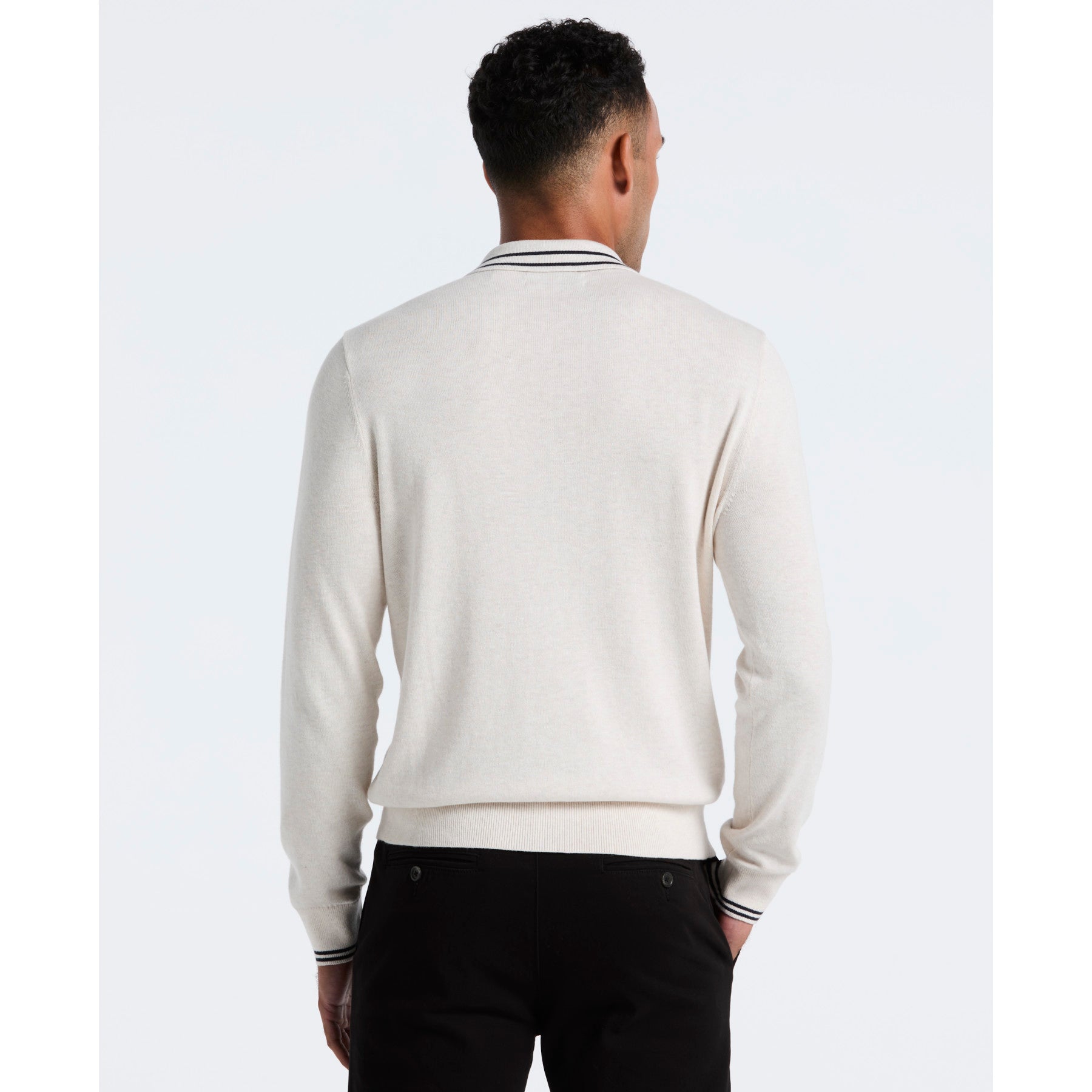 Original Penguin Tipped Quarter Zip Long Sleeve Sweater Polo In Birch Heather(Tipped Quarter Zip Long Sleeve Sweater Polo Beige Opgf2510gp 110)