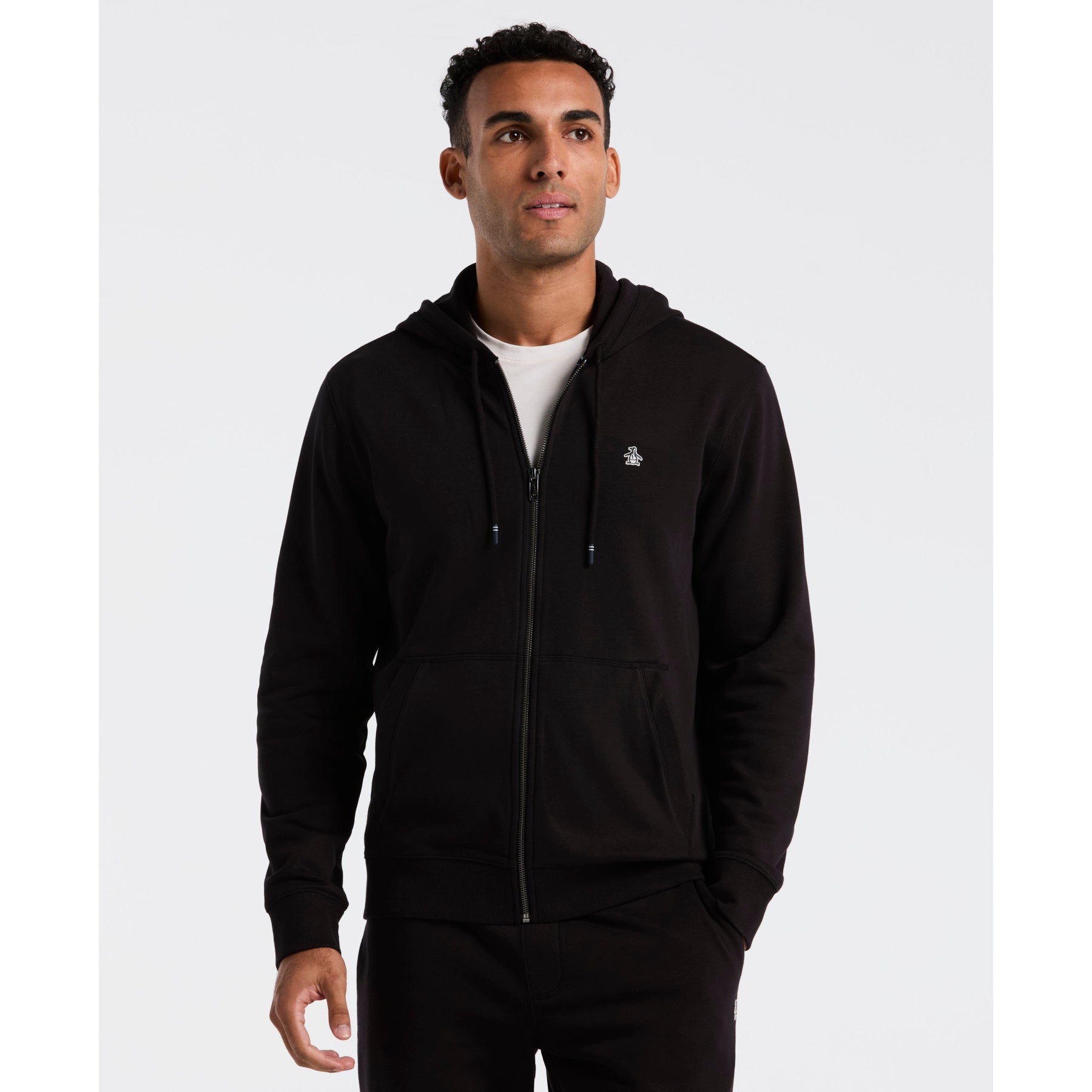 Original Penguin Sticker Pete Full Zip Hoodie In True Black(Sticker Pete Full Zip Hoodie Black Opkb0400gp 010)