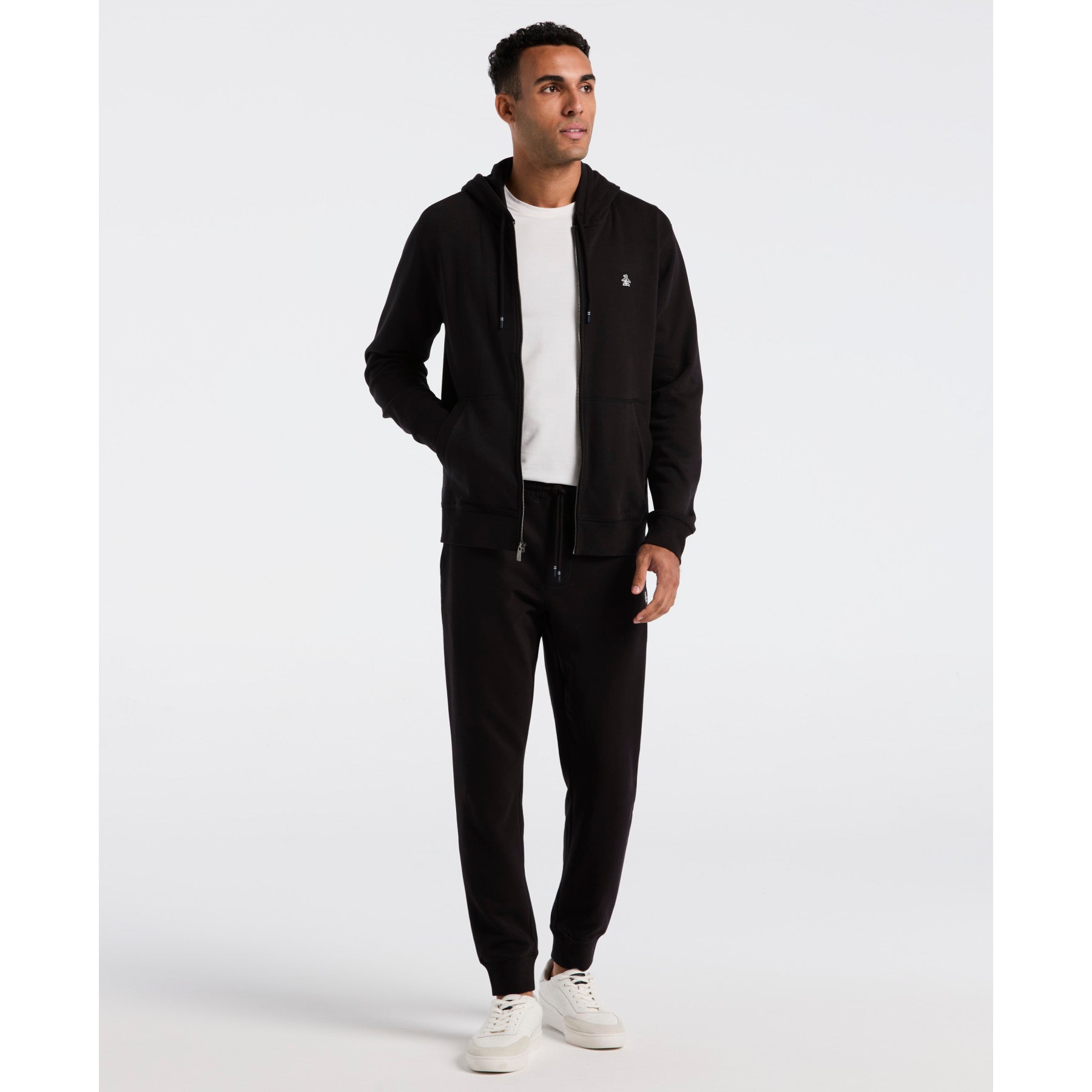 Original Penguin Sticker Pete Full Zip Hoodie In True Black(Sticker Pete Full Zip Hoodie Black Opkb0400gp 010)