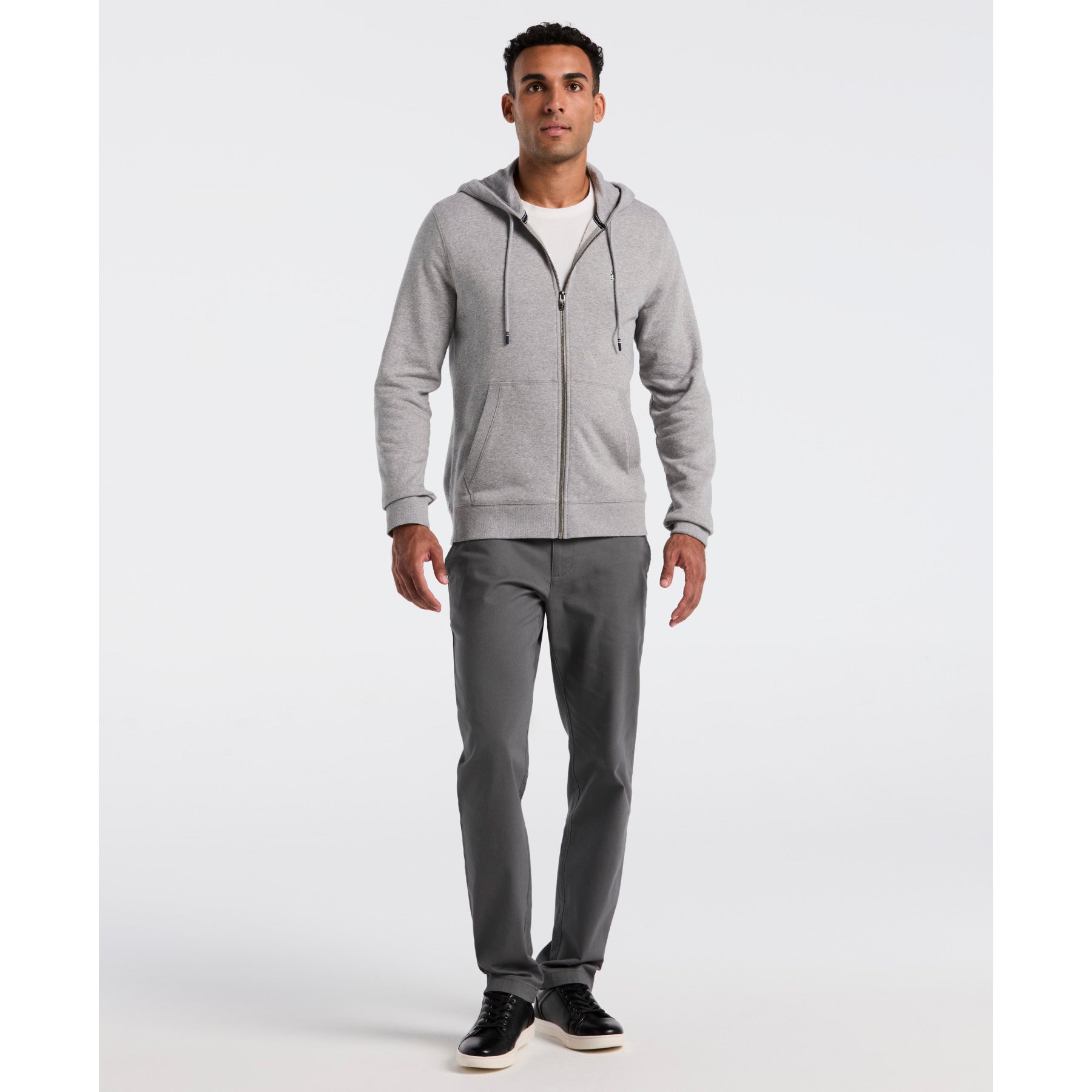 Original Penguin Sticker Pete Full Zip Hoodie In Rain Heather(Sticker Pete Full Zip Hoodie Grey Opkb0400gp 080)
