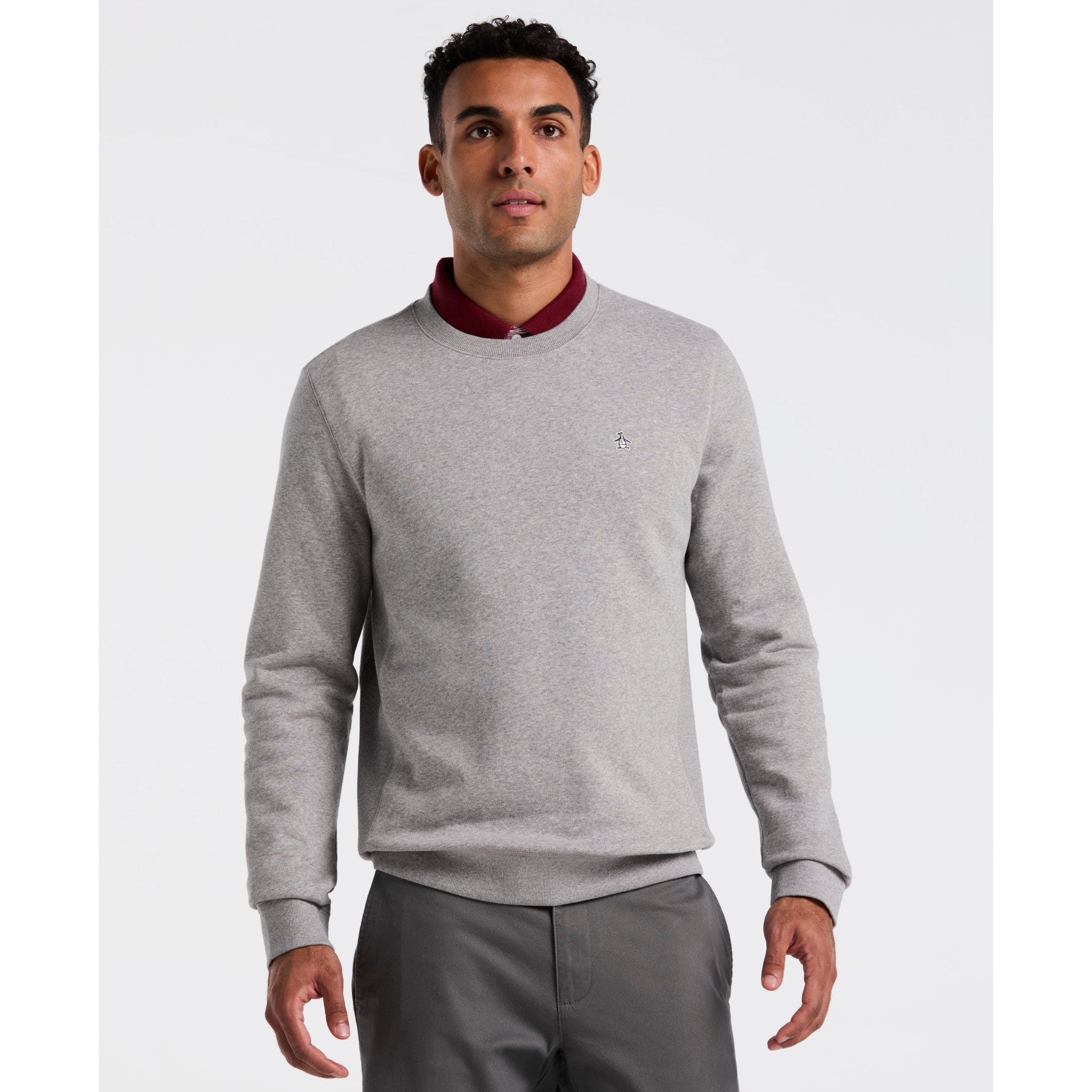 Original Penguin Sticker Pete Sweatshirt In Rain Heather(Sticker Pete Sweatshirt Grey Opkb0404gp 080)
