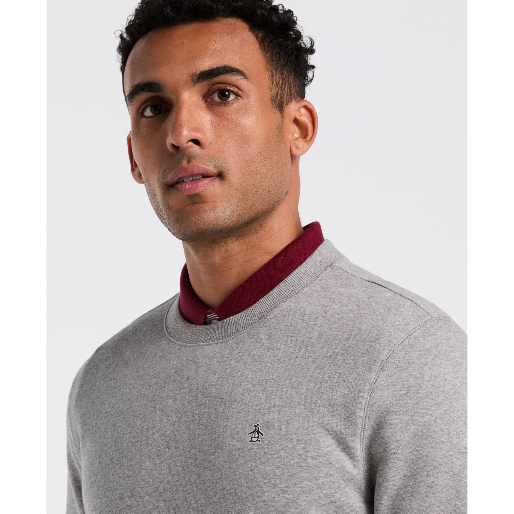 Original Penguin Sticker Pete Sweatshirt In Rain Heather(Sticker Pete Sweatshirt Grey Opkb0404gp 080)