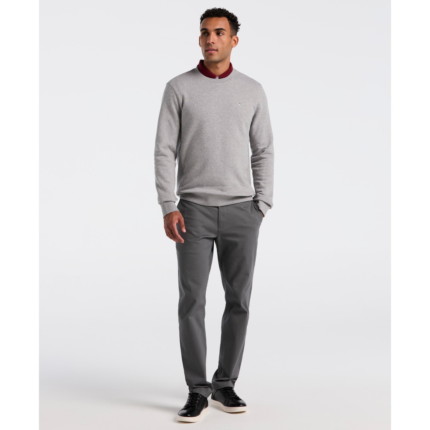 Original Penguin Sticker Pete Sweatshirt In Rain Heather(Sticker Pete Sweatshirt Grey Opkb0404gp 080)