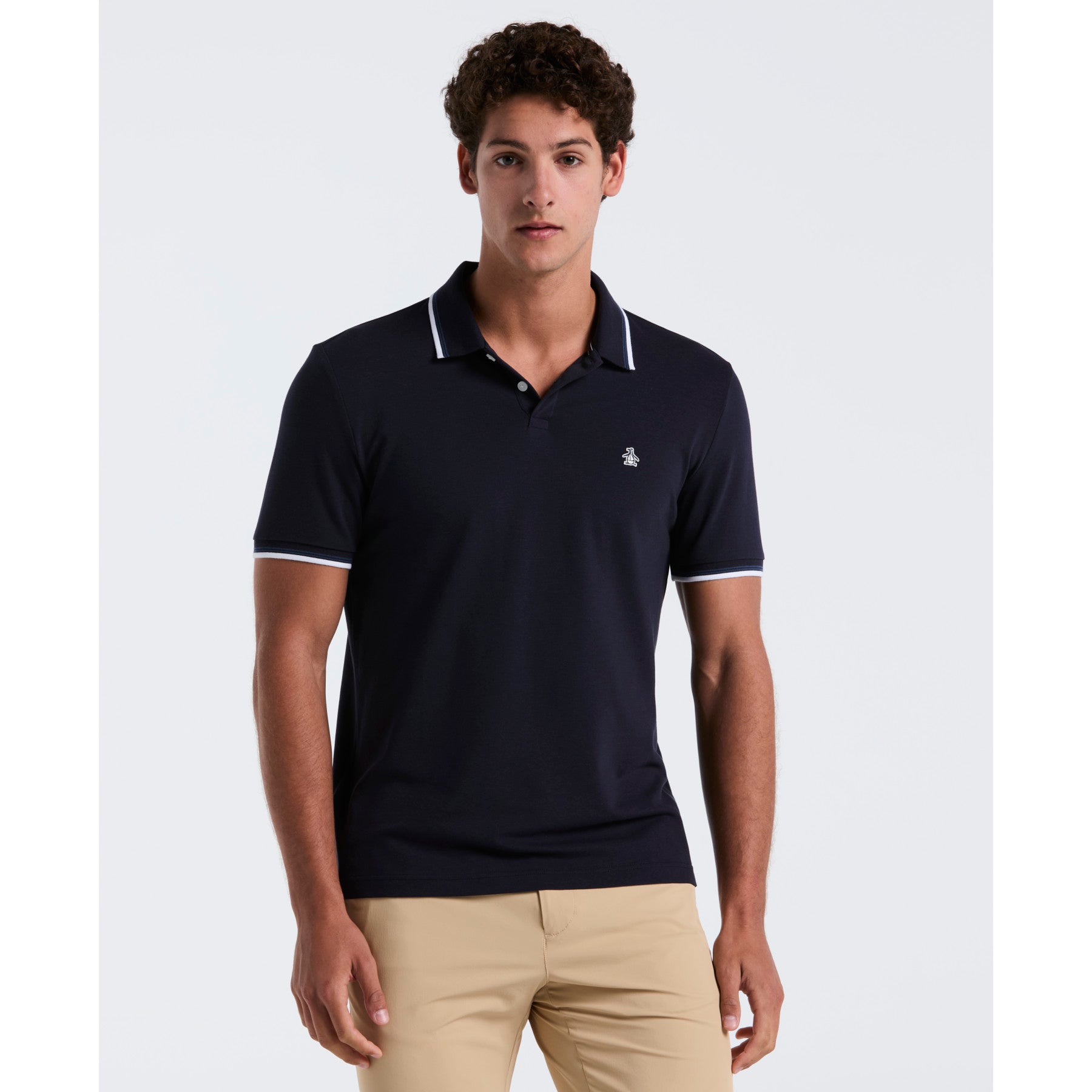 Original Penguin Pique Sticker Pete Tipped Polo Shirt In Dark Sapphire(Pique Sticker Pete Tipped Polo Shirt Blue Opkb0720gp 413)