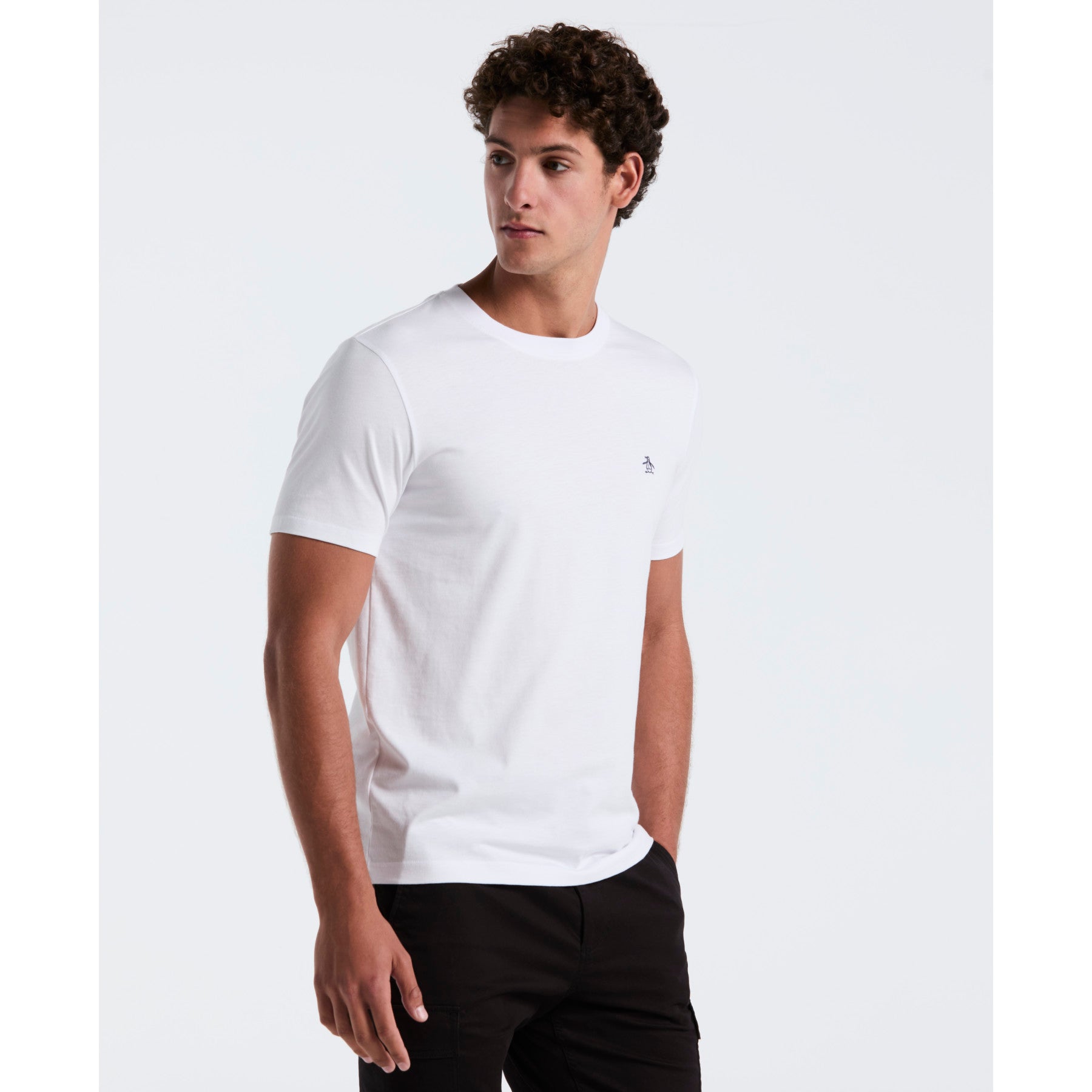 Original Penguin Pin Point Embroidered Logo Organic Cotton T-Shirt In Bright White(Pin Point Embroidered Logo Organic Cotton T Shirt White Opkb0903gp 118)