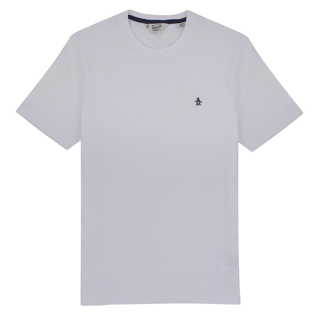 Original Penguin Pin Point Embroidered Logo Organic Cotton T-Shirt In Bright White(Pin Point Embroidered Logo Organic Cotton T Shirt White Opkb0903gp 118)