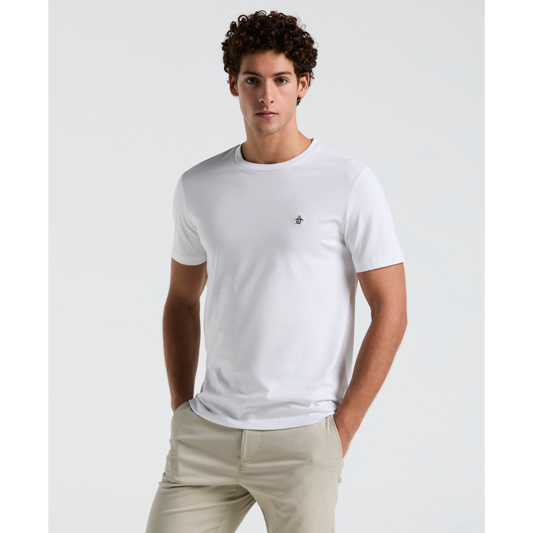 Original Penguin Icons Organic Cotton Jersey TV Pete T-Shirt In Bright White(Organic Cotton Jersey Tv Pete Tee White Opkb2011gp 118)