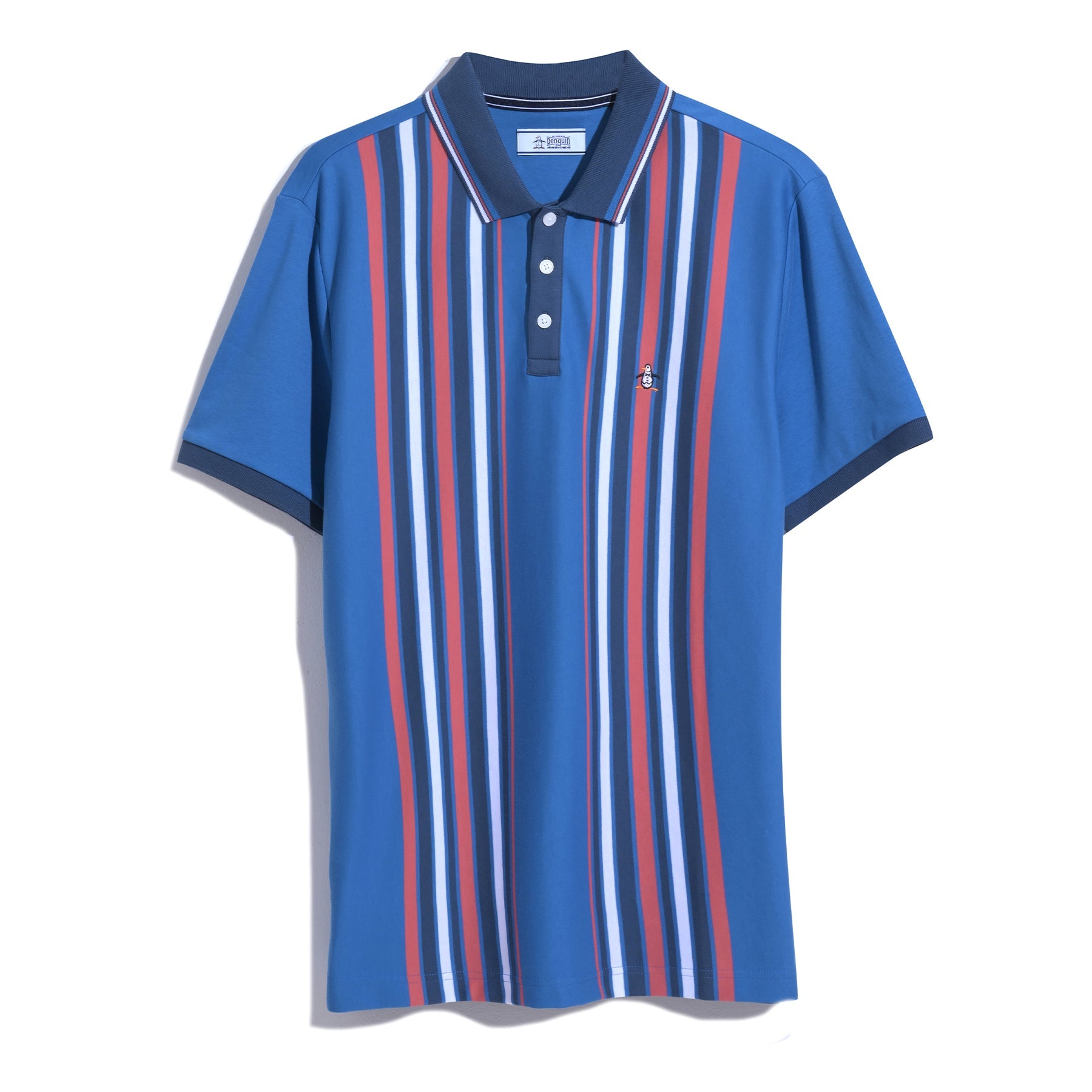 Original Penguin Organic Cotton Bowling Stripe Polo In Star Sapphire(Organic Cotton Bowling Stripe Polo Multi Colored Opkf2404gp 974)