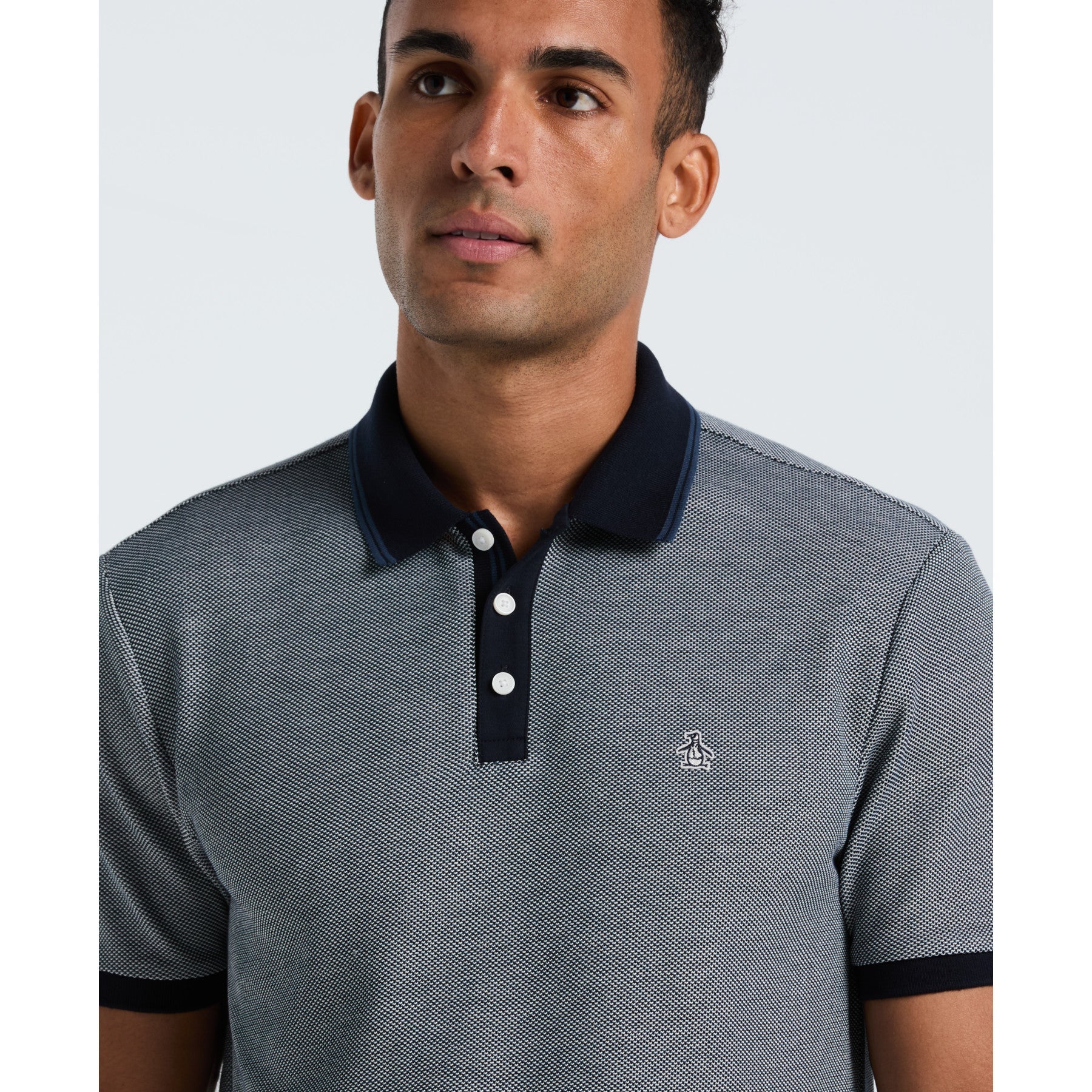 Original Penguin Tricolour Pique Polo Shirt In Dark Sapphire(Tricolour Pique Polo Shirt Blue Opkf2501gp 413)