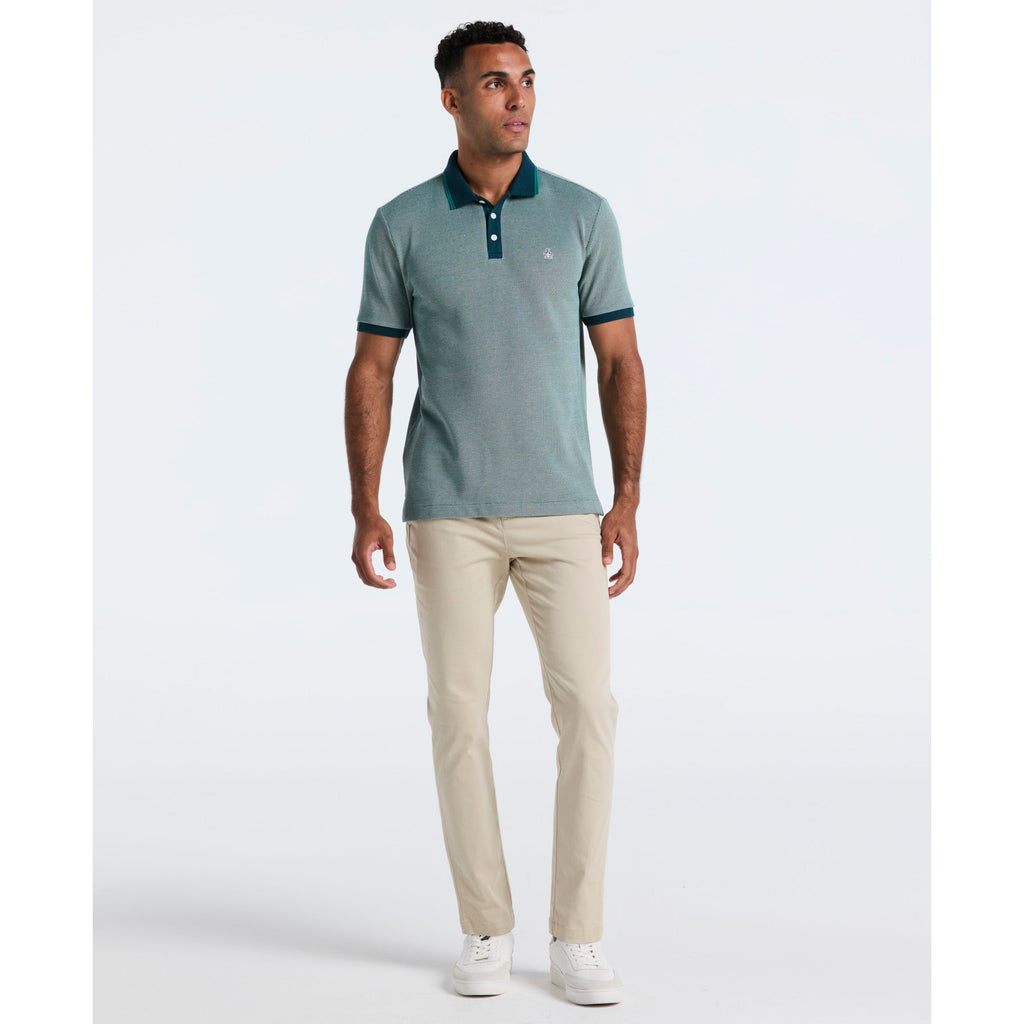 Original Penguin Tricolour Pique Polo Shirt In Reflecting Pond(Tricolour Pique Polo Shirt Blue Opkf2501gp 470)
