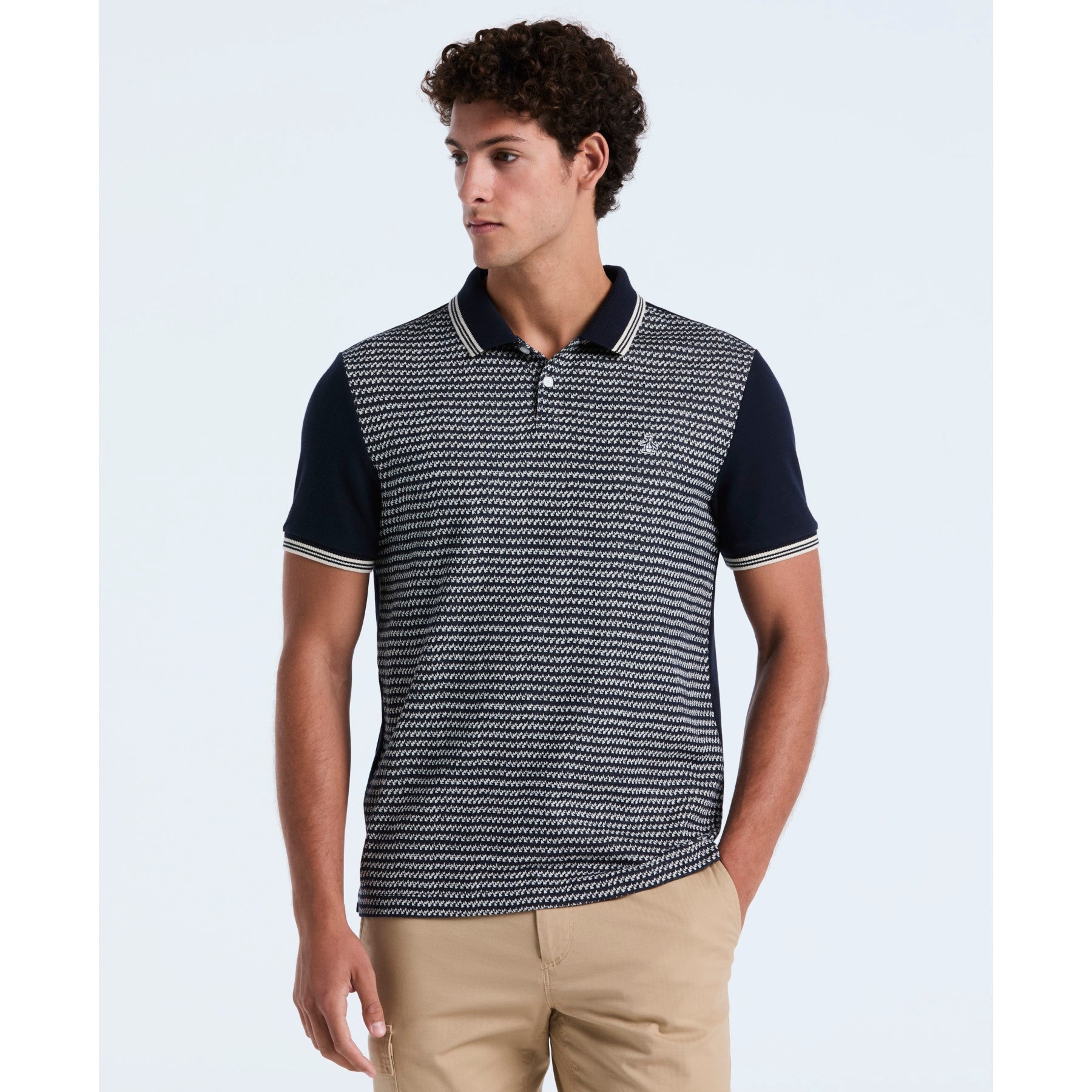 Original Penguin Mini Jacquard Polo Shirt In Dark Sapphire(Mini Jacquard Polo Shirt Blue Opkf2503gp 413)