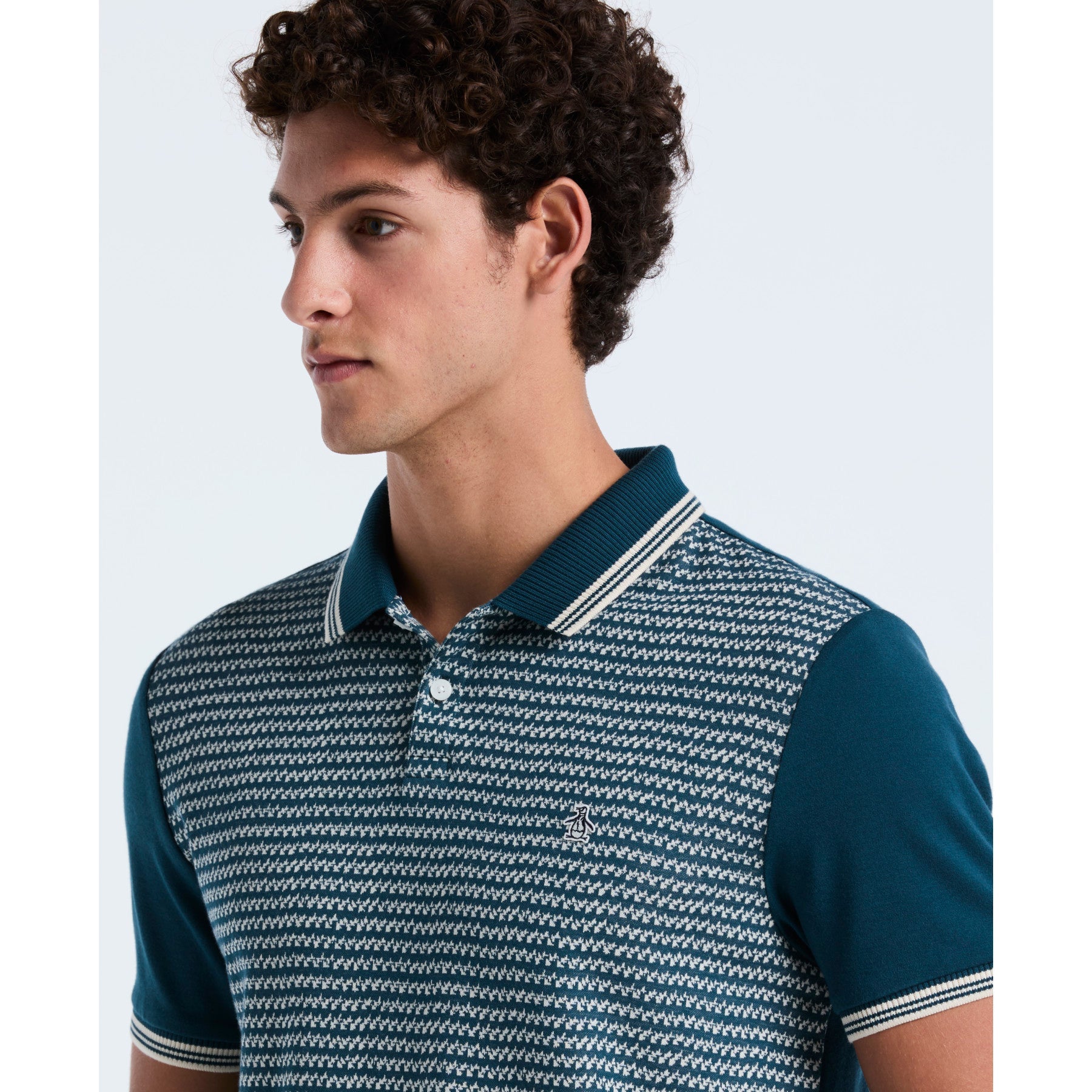 Original Penguin Mini Jacquard Polo Shirt In Reflecting Pond(Mini Jacquard Polo Shirt Blue Opkf2503gp 470)