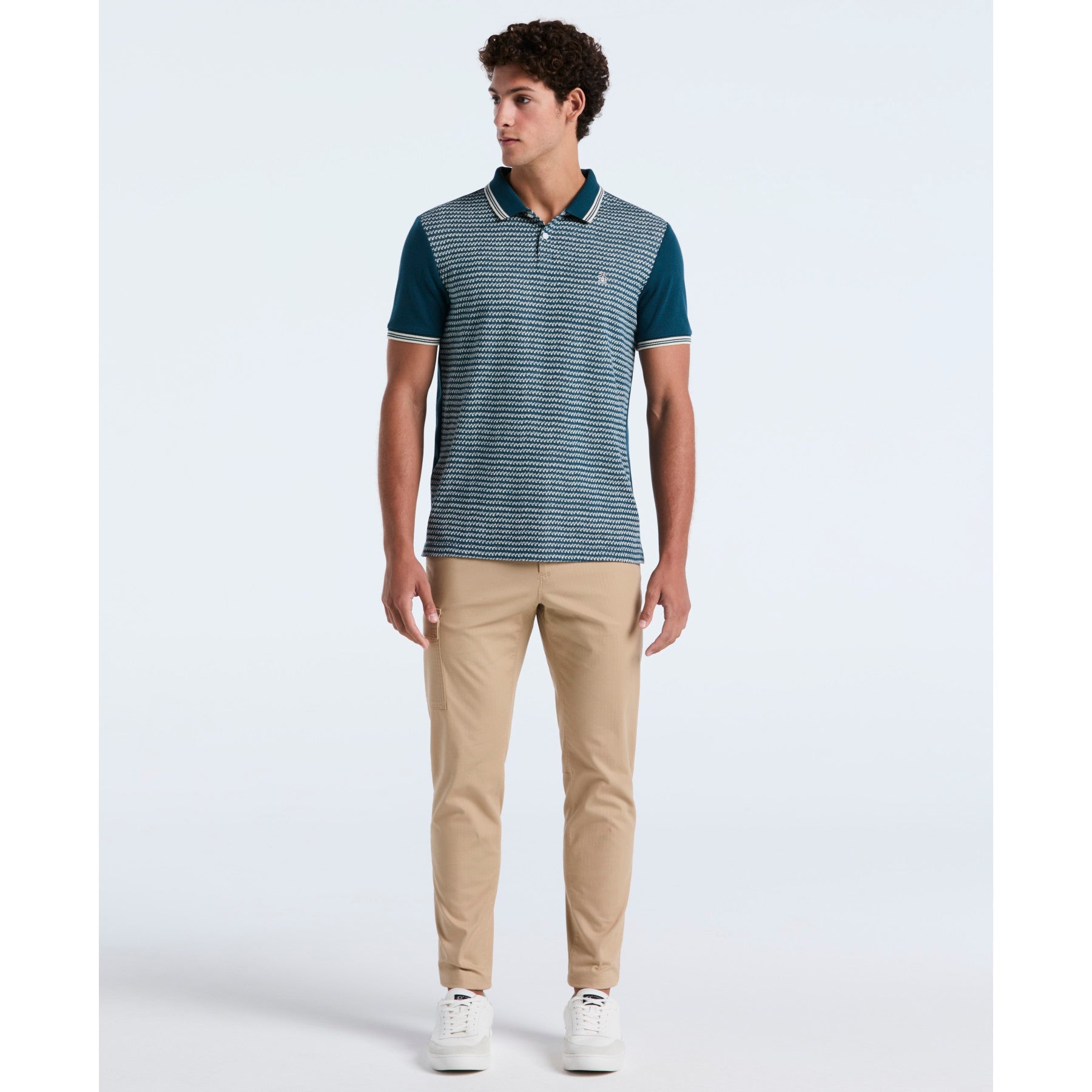 Original Penguin Mini Jacquard Polo Shirt In Reflecting Pond(Mini Jacquard Polo Shirt Blue Opkf2503gp 470)