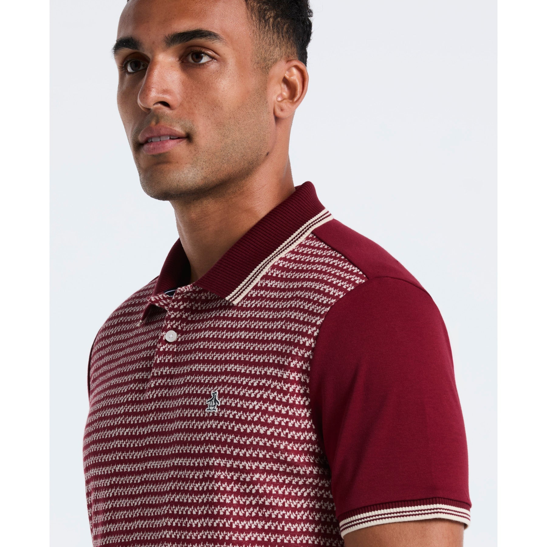 Original Penguin Mini Jacquard Polo Shirt In Cabernet(Mini Jacquard Polo Shirt Red Opkf2503gp 605)