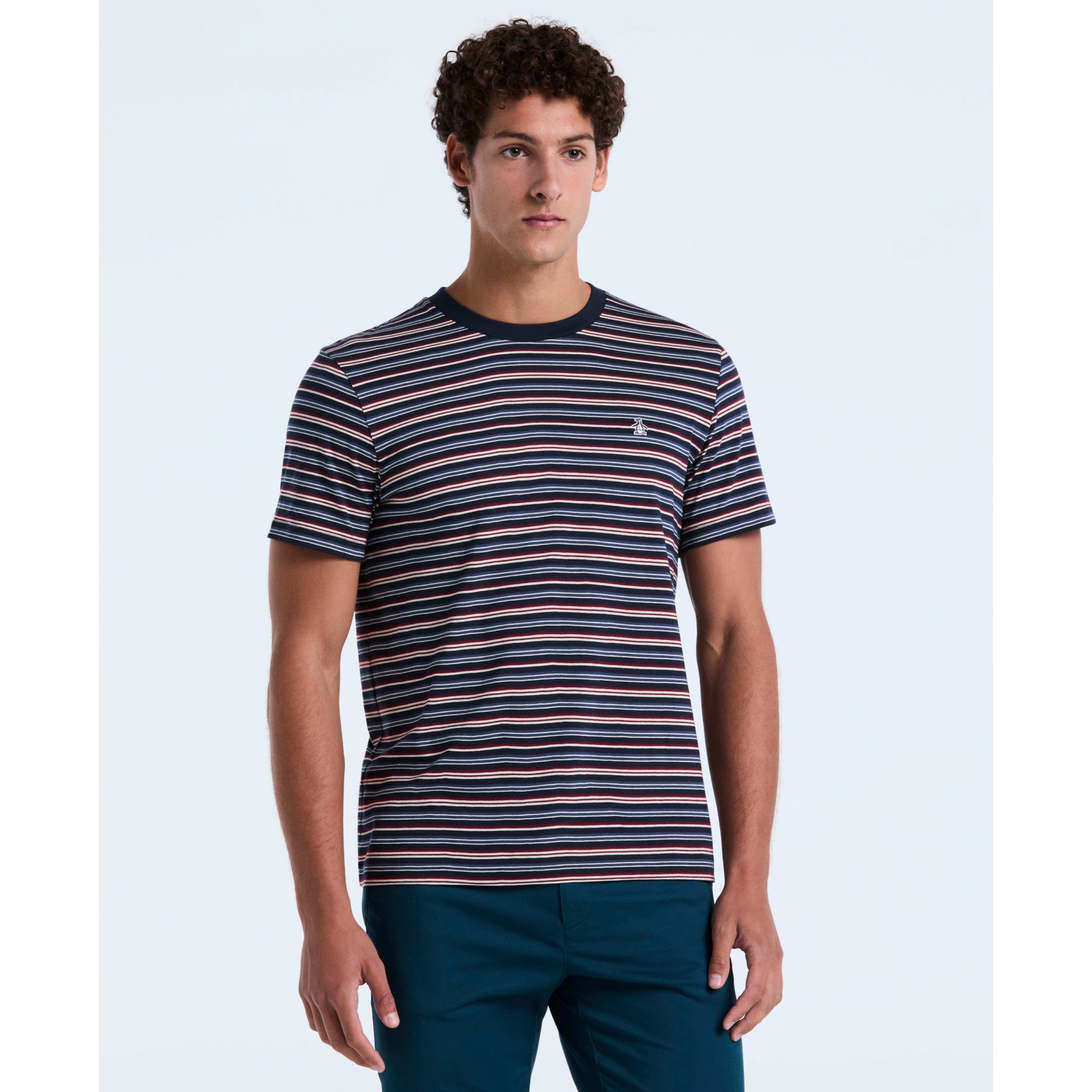 Original Penguin Yarn-Dyed Stripe T-Shirt In Dark Sapphire(Yarn Dyed Stripe T Shirt Blue Opkf2504gp 413)