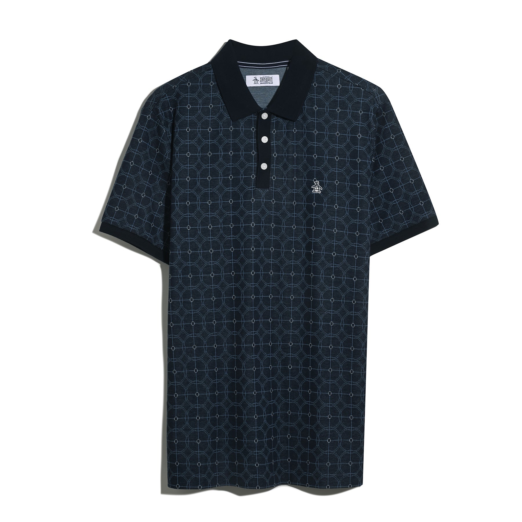 Original Penguin Geometric Jacquard Polo Shirt In Dark Sapphire(Geometric Jacquard Polo Shirt Blue Opkf2507gp 413)