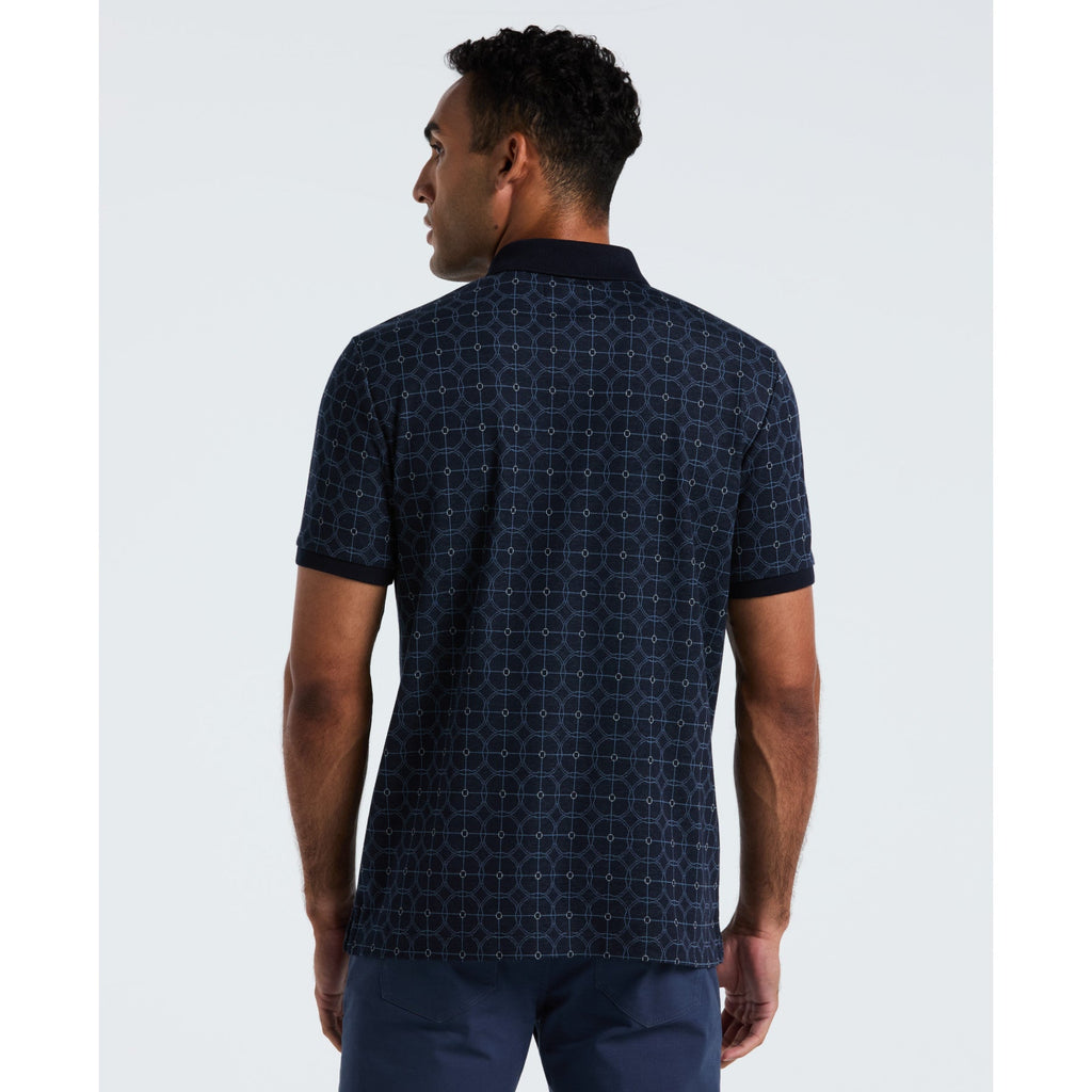 Original Penguin Geometric Jacquard Polo Shirt In Dark Sapphire(Geometric Jacquard Polo Shirt Blue Opkf2507gp 413)