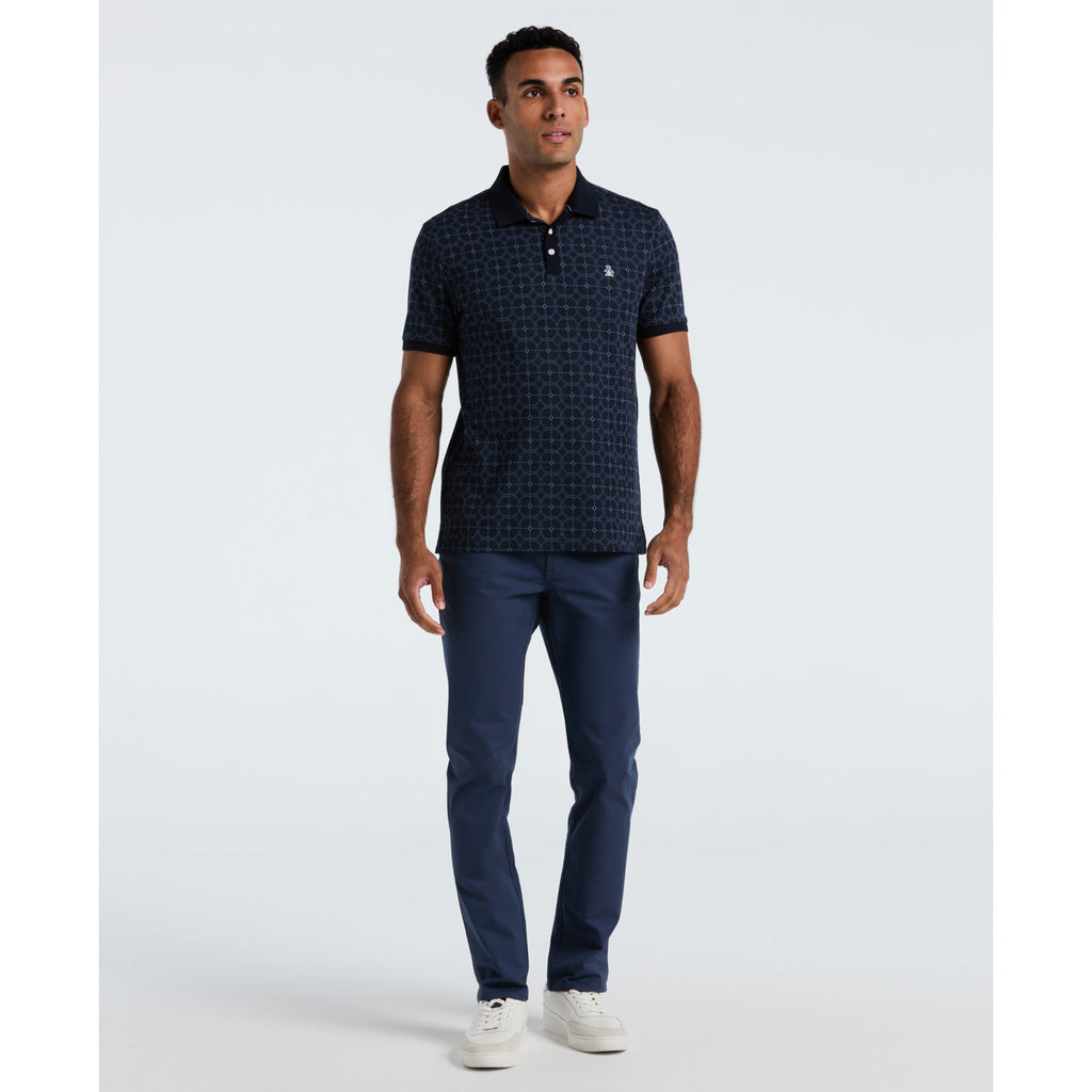 Original Penguin Geometric Jacquard Polo Shirt In Dark Sapphire(Geometric Jacquard Polo Shirt Blue Opkf2507gp 413)