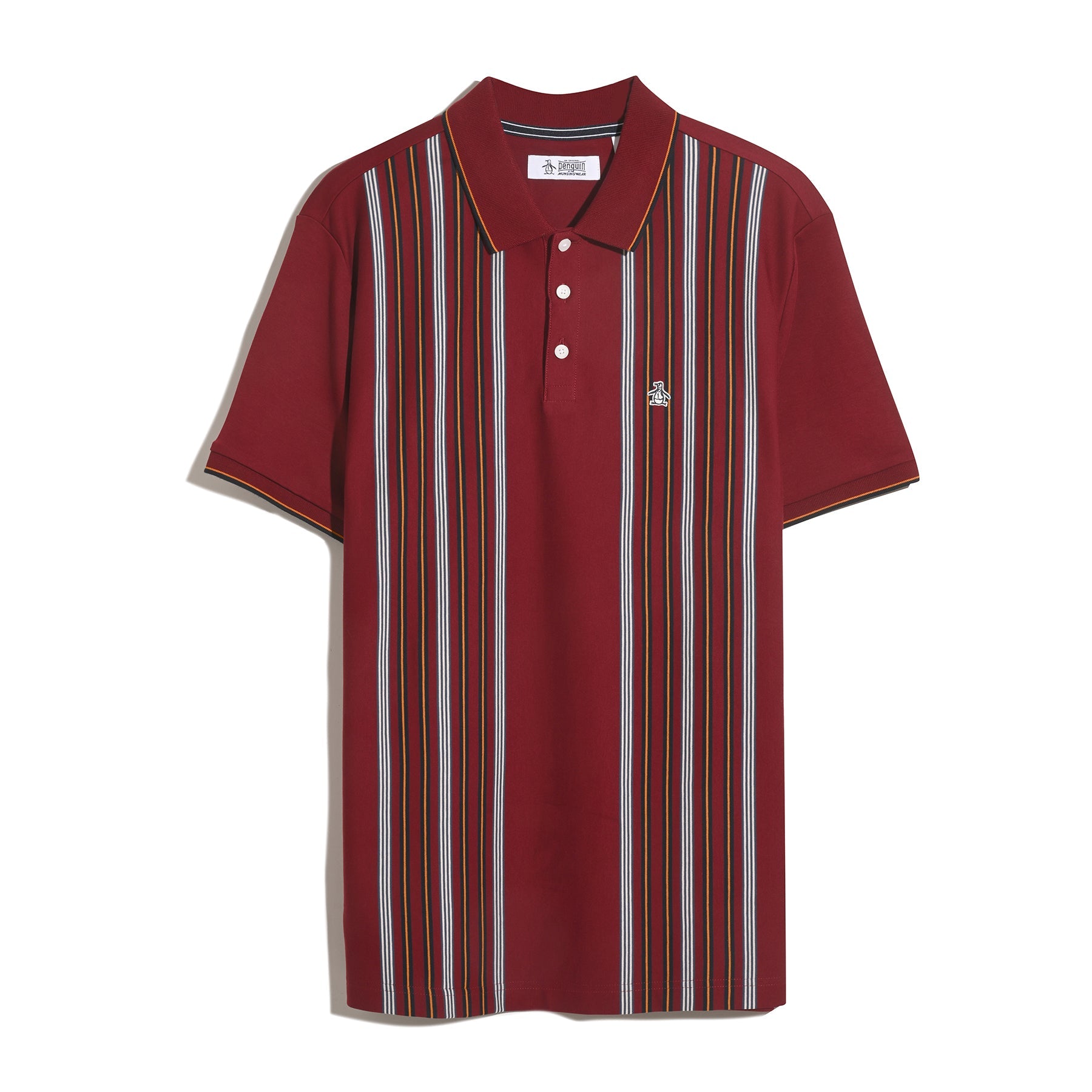 Original Penguin Interlock Vertical Stripe Polo Shirt In Cabernet(Interlock Vertical Stripe Polo Shirt Red Opkf2508gp 605)