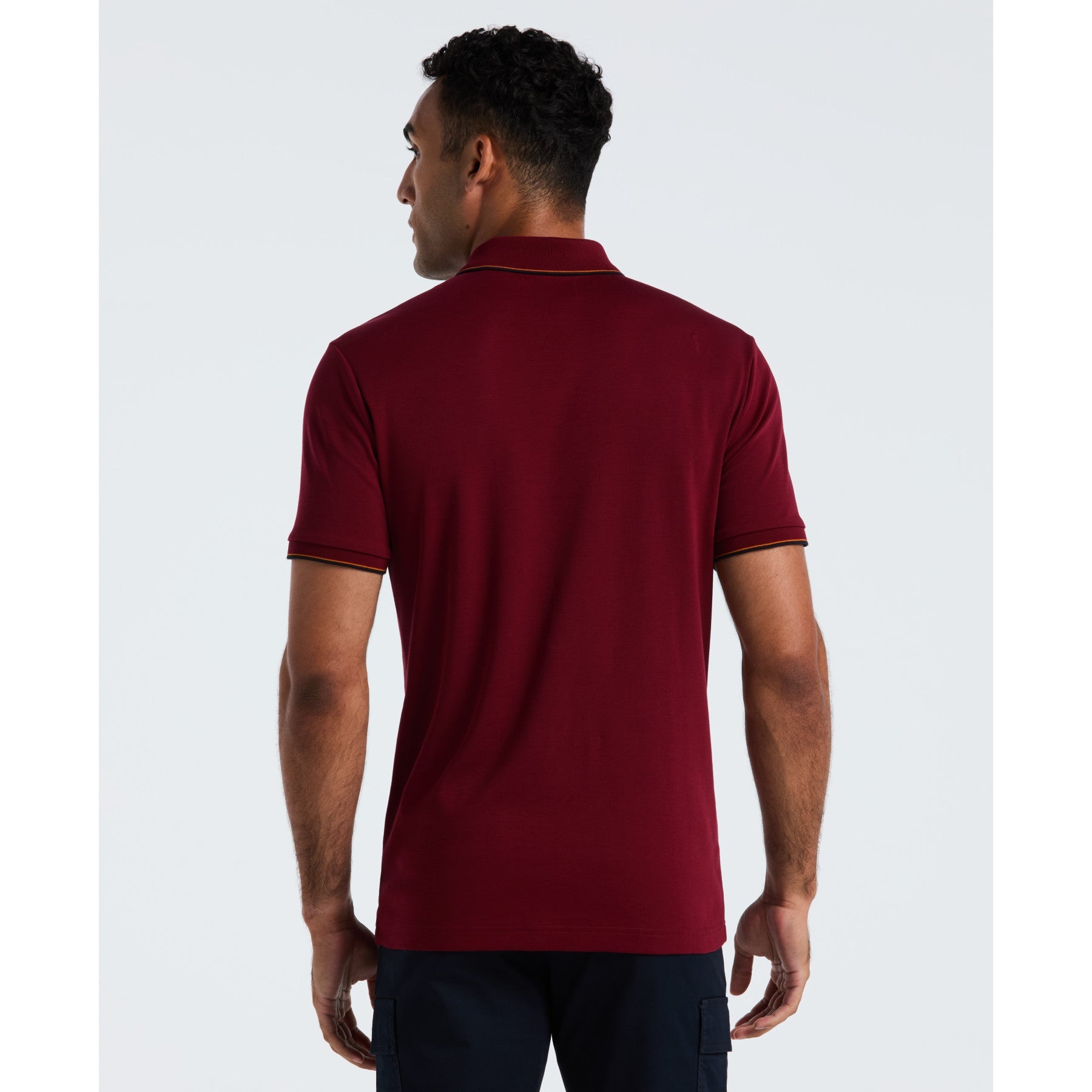 Original Penguin Interlock Vertical Stripe Polo Shirt In Cabernet(Interlock Vertical Stripe Polo Shirt Red Opkf2508gp 605)