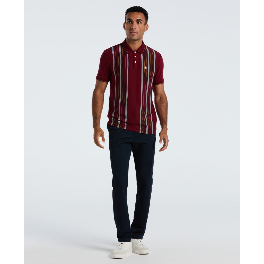 Original Penguin Interlock Vertical Stripe Polo Shirt In Cabernet(Interlock Vertical Stripe Polo Shirt Red Opkf2508gp 605)