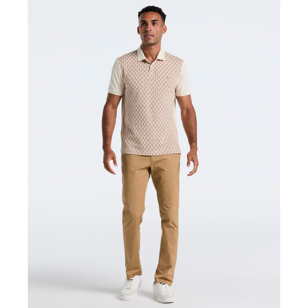Original Penguin Martini Print Polo Shirt In Birch(Martini Print Polo Shirt Beige Opkf2512gp 252)