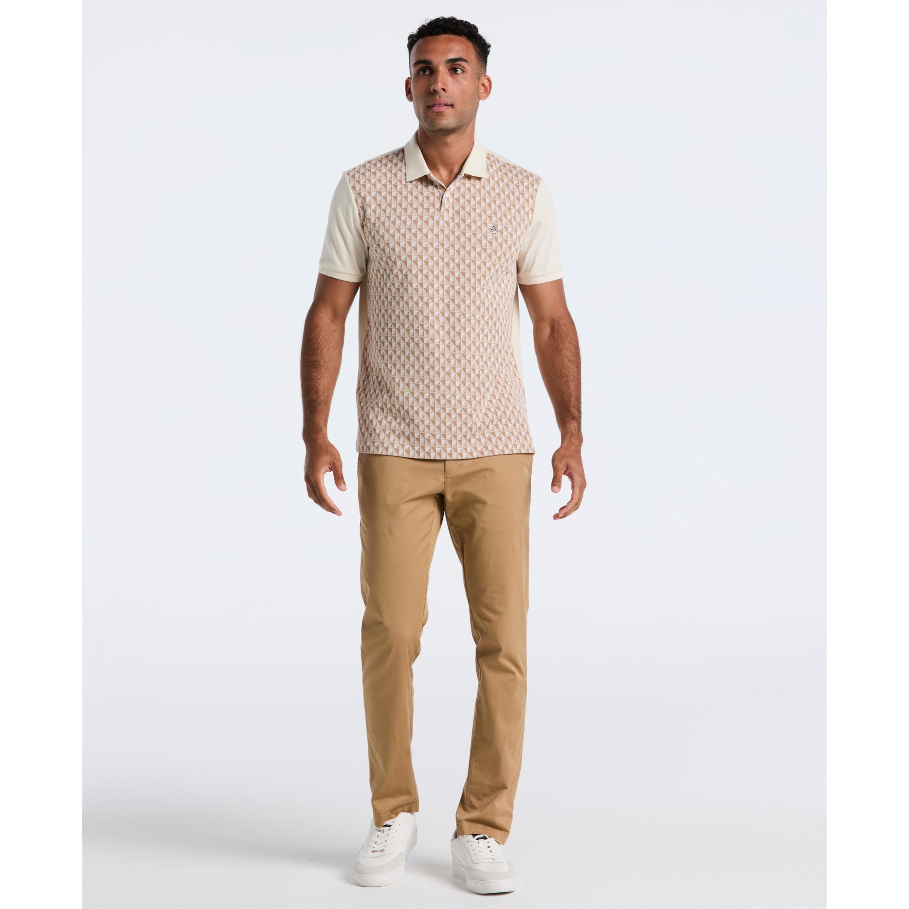 Original Penguin Martini Print Polo Shirt In Birch(Martini Print Polo Shirt Beige Opkf2512gp 252)