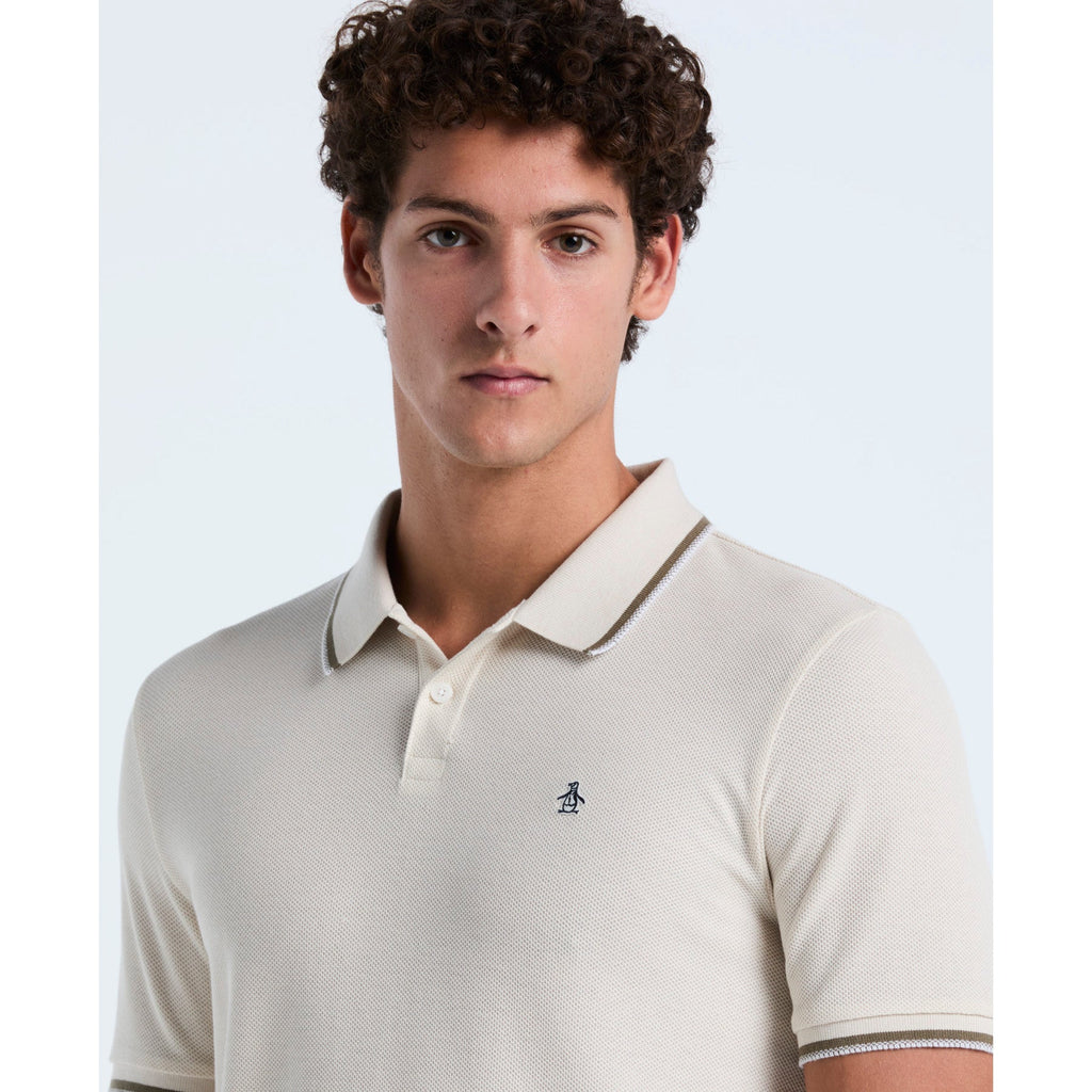 Original Penguin Honeycomb Tipped Polo Shirt In Birch(Honeycomb Tipped Polo Shirt Beige Opkf2513gp 252)