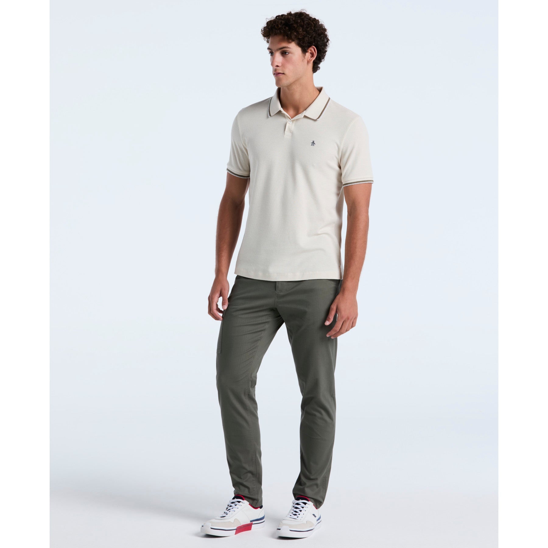 Original Penguin Honeycomb Tipped Polo Shirt In Birch(Honeycomb Tipped Polo Shirt Beige Opkf2513gp 252)