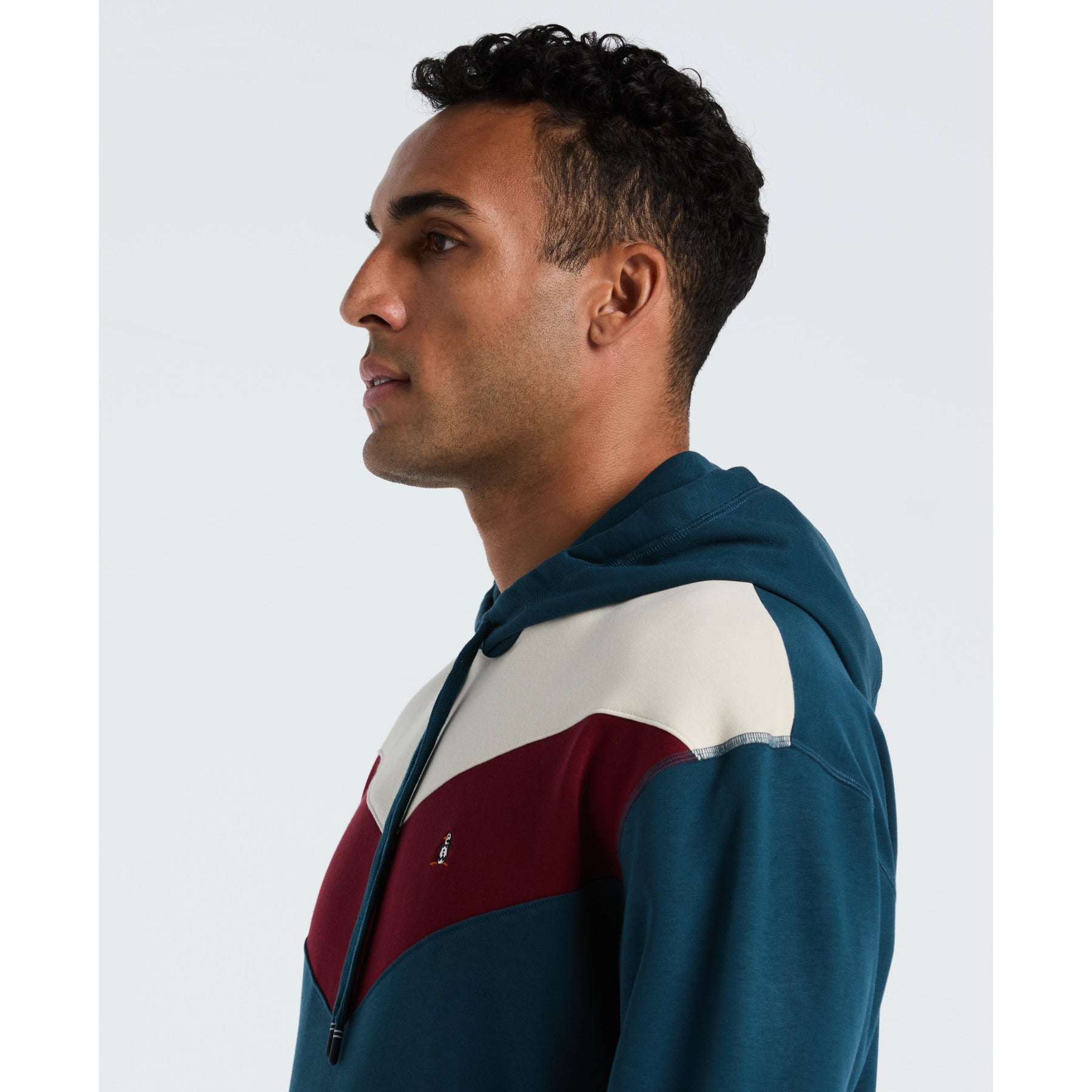 Original Penguin Chevron Colour Block Hoodie In Reflecting Pond(Chevron Colour Block Hoodie Blue Opkf2514gp 470)