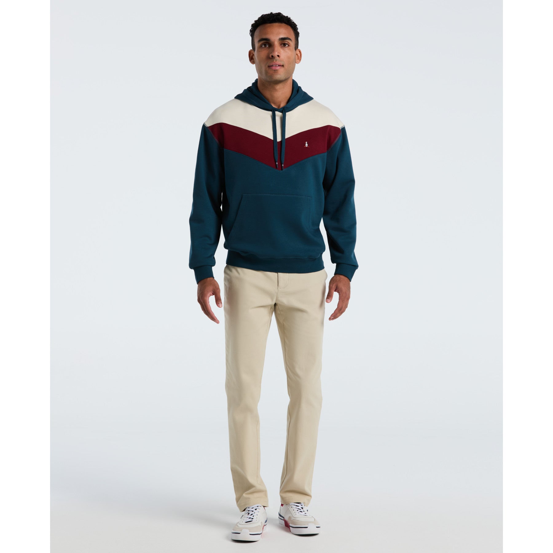 Original Penguin Chevron Colour Block Hoodie In Reflecting Pond(Chevron Colour Block Hoodie Blue Opkf2514gp 470)