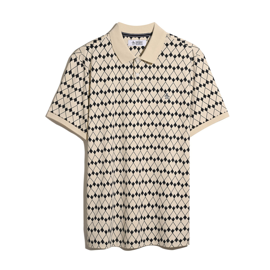 Original Penguin Flags Print Polo Shirt In Birch(Flags Print Polo Shirt Beige Opkf2520gp 252)