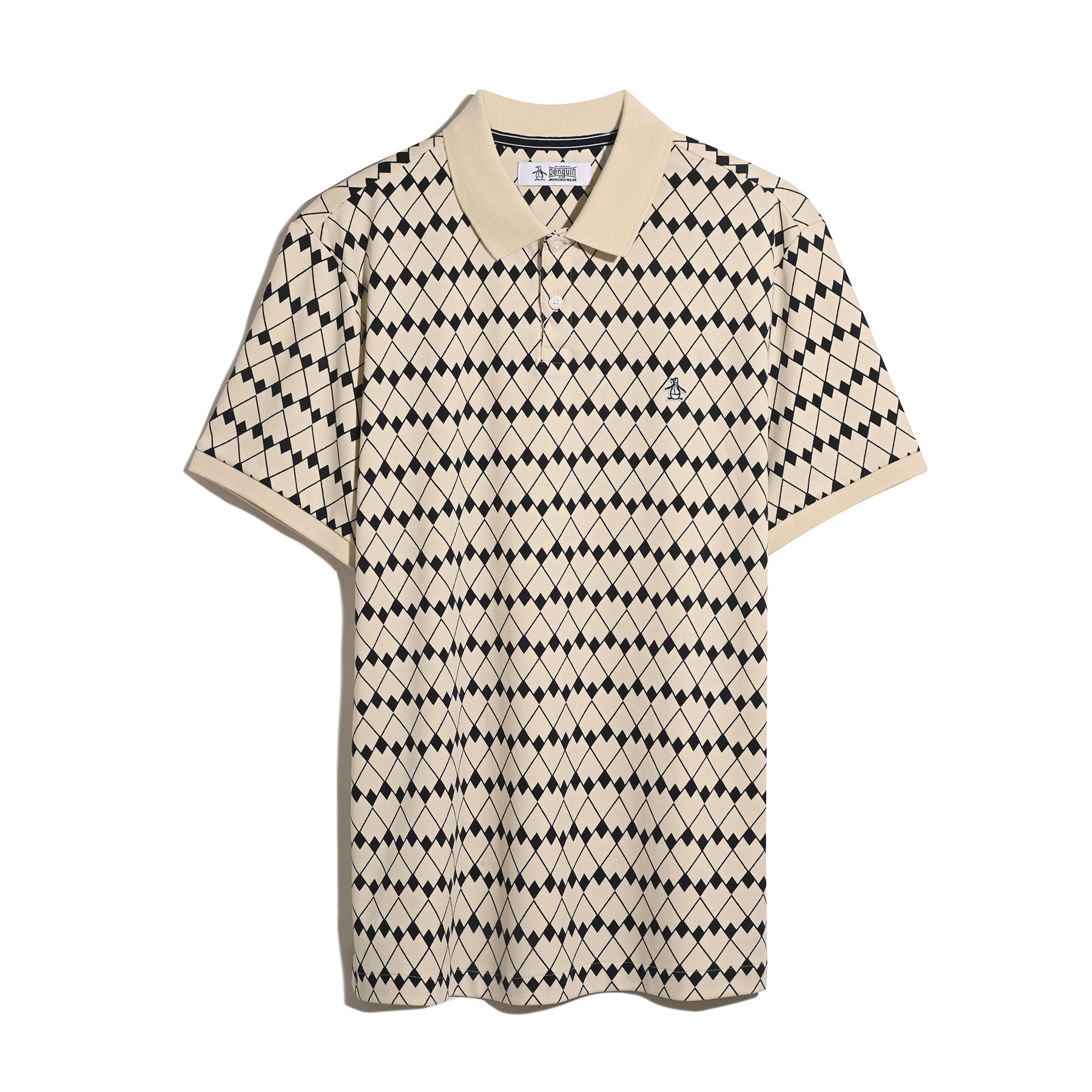 Original Penguin Flags Print Polo Shirt In Birch(Flags Print Polo Shirt Beige Opkf2520gp 252)