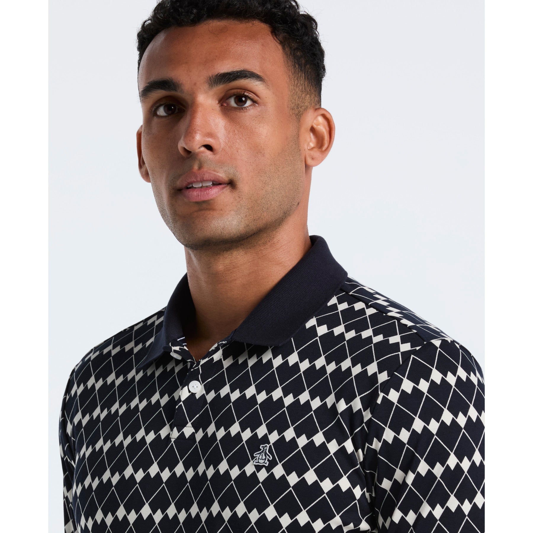 Original Penguin Flags Print Polo Shirt In Dark Sapphire(Flags Print Polo Shirt Blue Opkf2520gp 413)