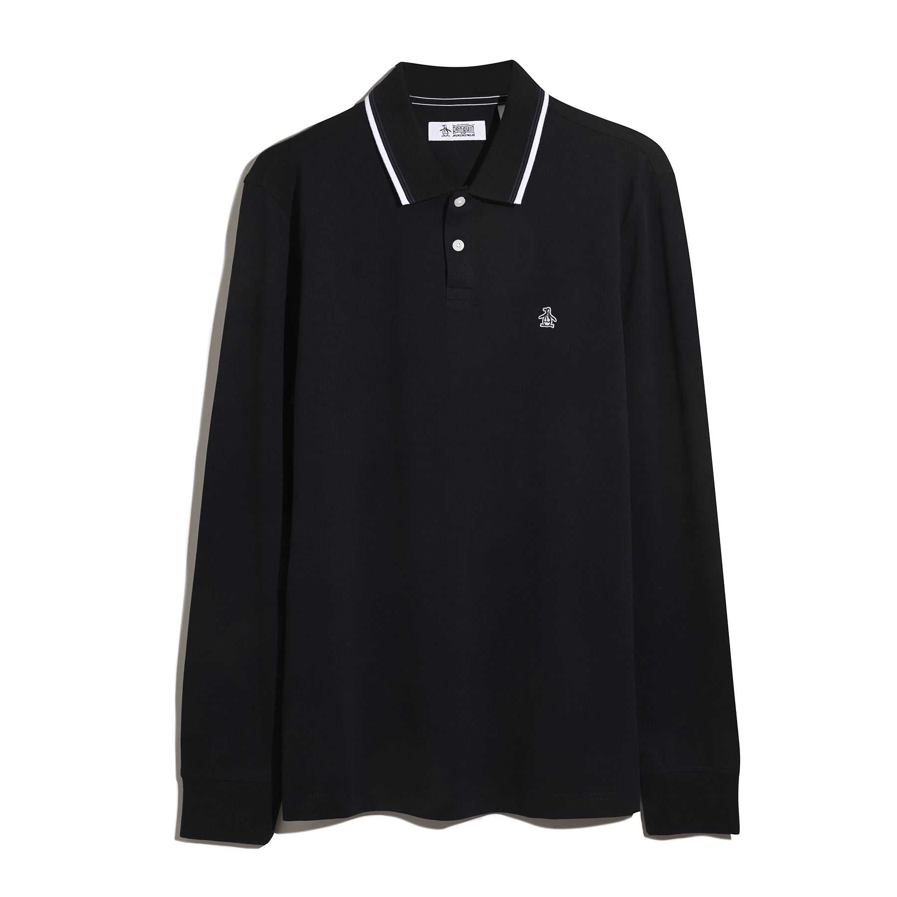 Original Penguin Sticker Pete Tipped Long Sleeve Polo Shirt In Dark Sapphire(Sticker Pete Tipped Long Sleeve Polo Shirt Blue Opkf2522gp 413)