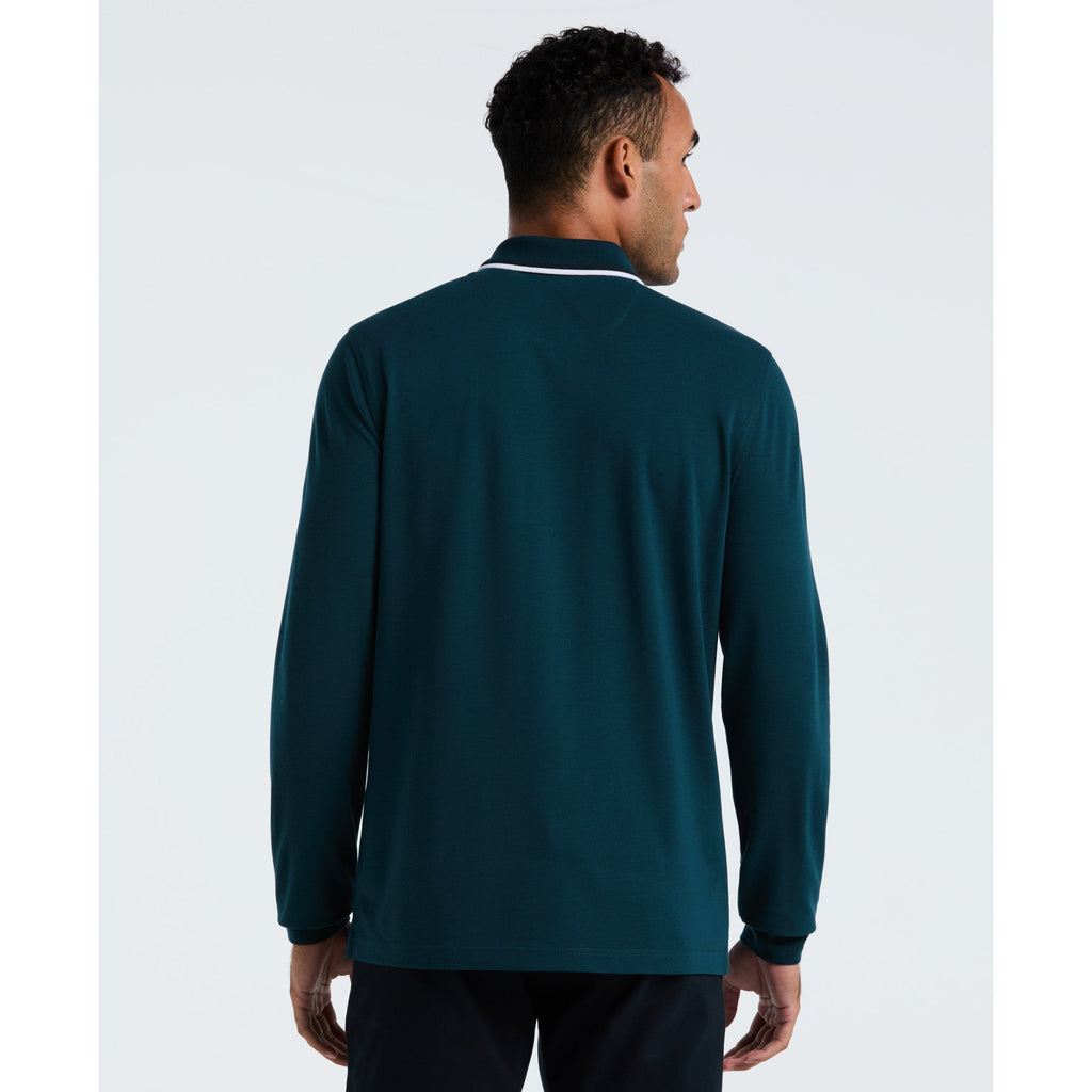 Original Penguin Sticker Pete Tipped Long Sleeve Polo Shirt In Reflecting Pond(Sticker Pete Tipped Long Sleeve Polo Shirt Blue Opkf2522gp 470)