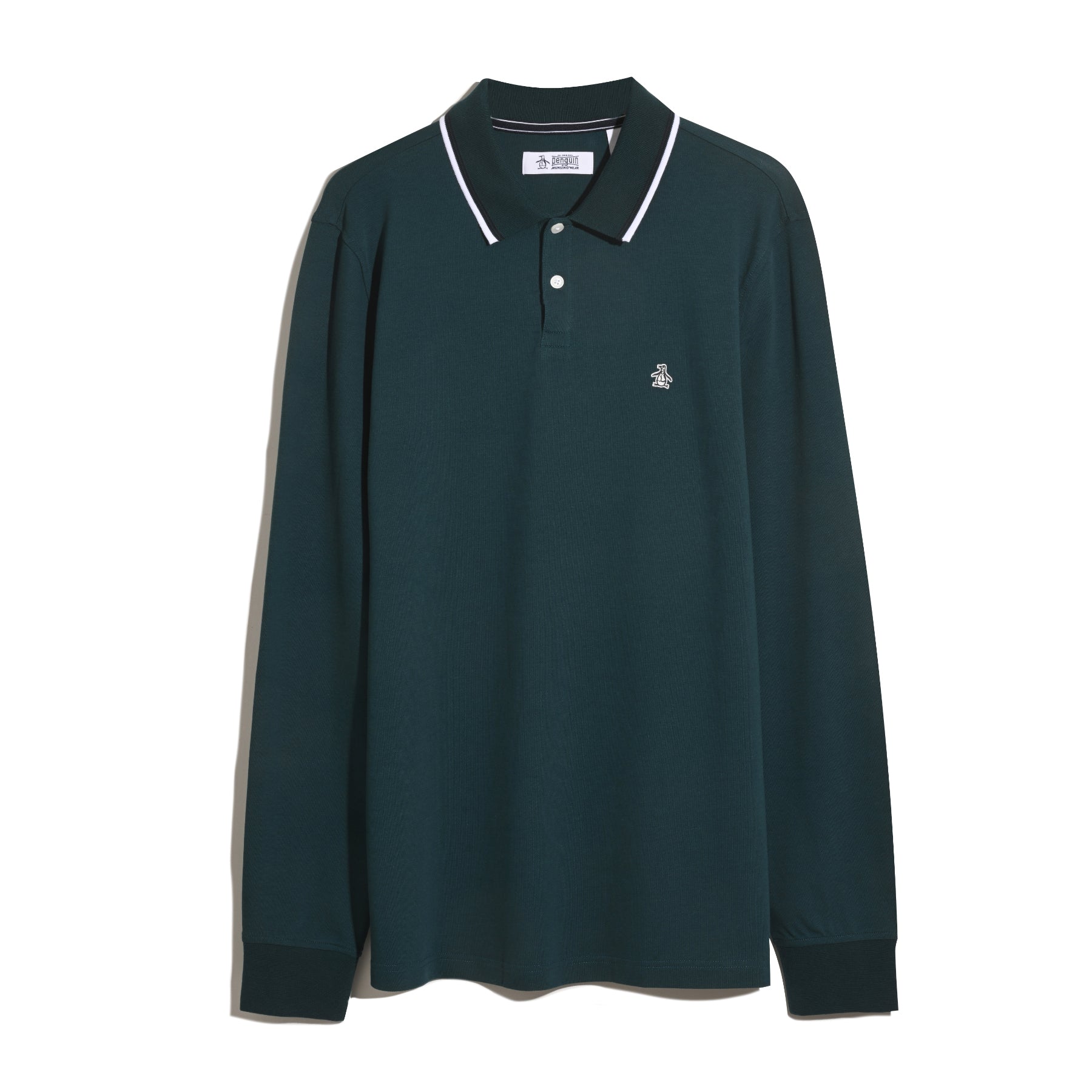 Original Penguin Sticker Pete Tipped Long Sleeve Polo Shirt In Reflecting Pond(Sticker Pete Tipped Long Sleeve Polo Shirt Blue Opkf2522gp 470)