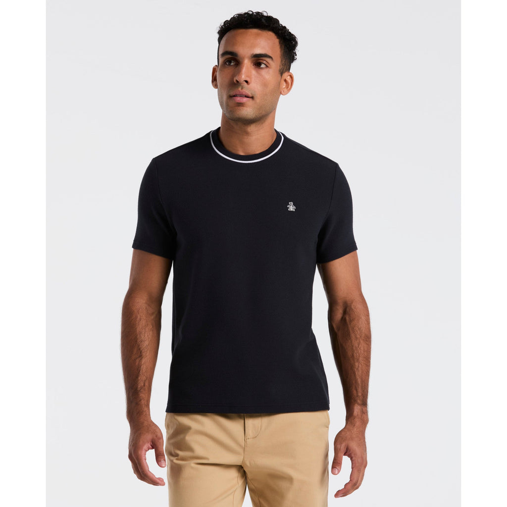 Original Penguin Textured Ringer T-Shirt In Dark Sapphire(Textured Ringer T Shirt Blue Opkf2523gp 413)
