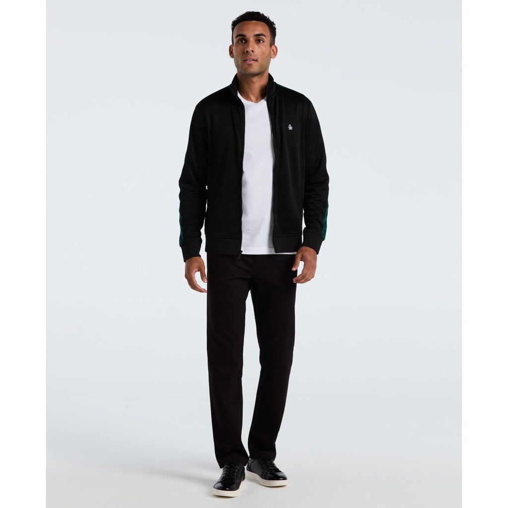 Original Penguin Double Knit Track Jacket In True Black(Double Knit Track Jacket Black Opkf2524gp 010)