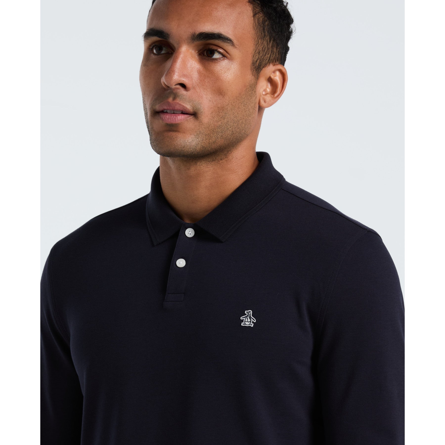 Original Penguin Pique Long Sleeve Polo Shirt In Dark Sapphire(Pique Long Sleeve Polo Shirt Blue Opkf2526gp 413)